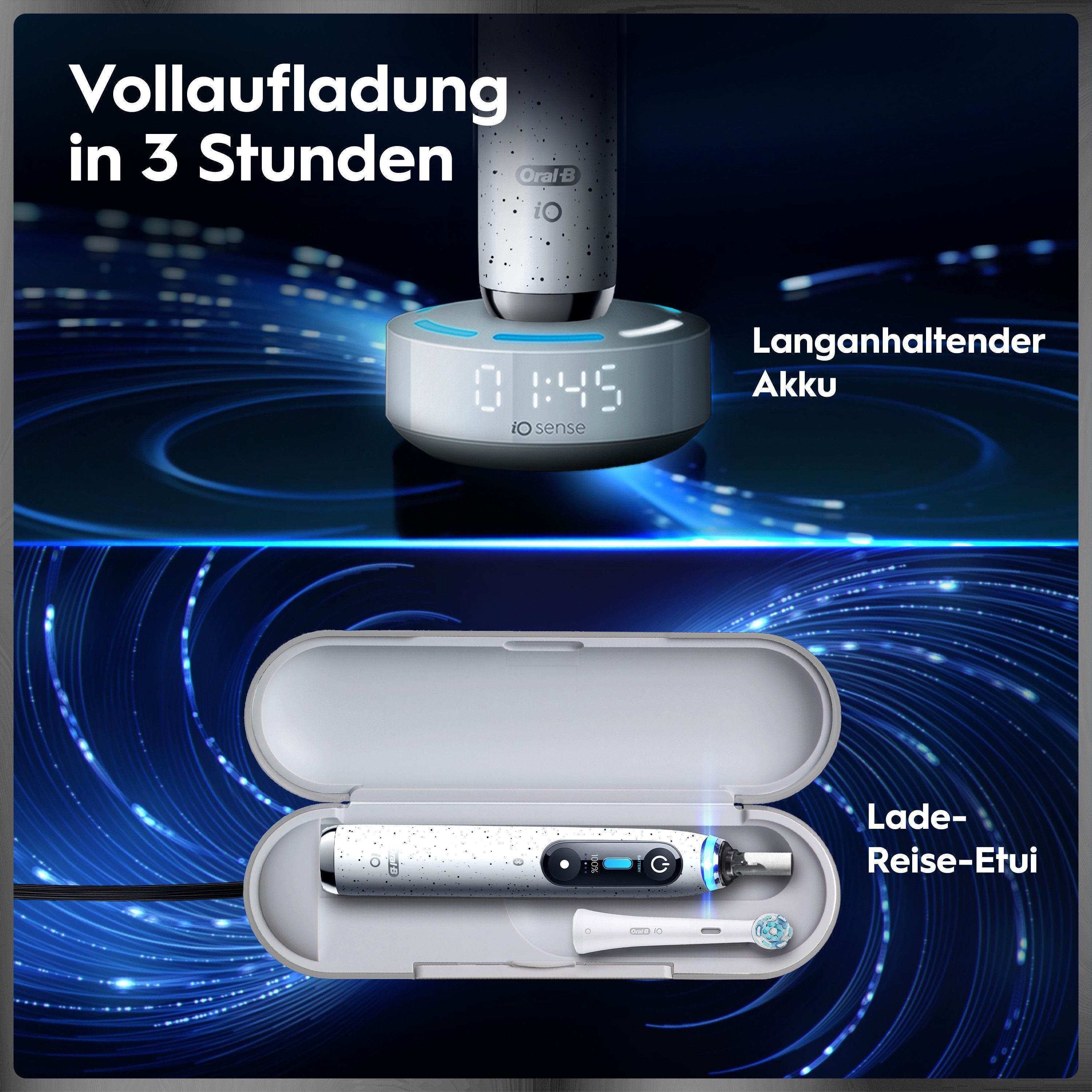 Oral-B Elektrische Zahnbürste Oral-B iO Series 10, Aufsteckbürsten: 1 St., 1 Aufsteckbürste, Aufsteckbürstenhalter, Lade-Reise-Etui, iO Sense Zahnputz-Coach, Sc – Bild 5 von 5