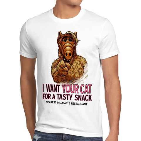 style3 Print-Shirt Herren T-Shirt I Want Your Cat alf melmac sitcom
