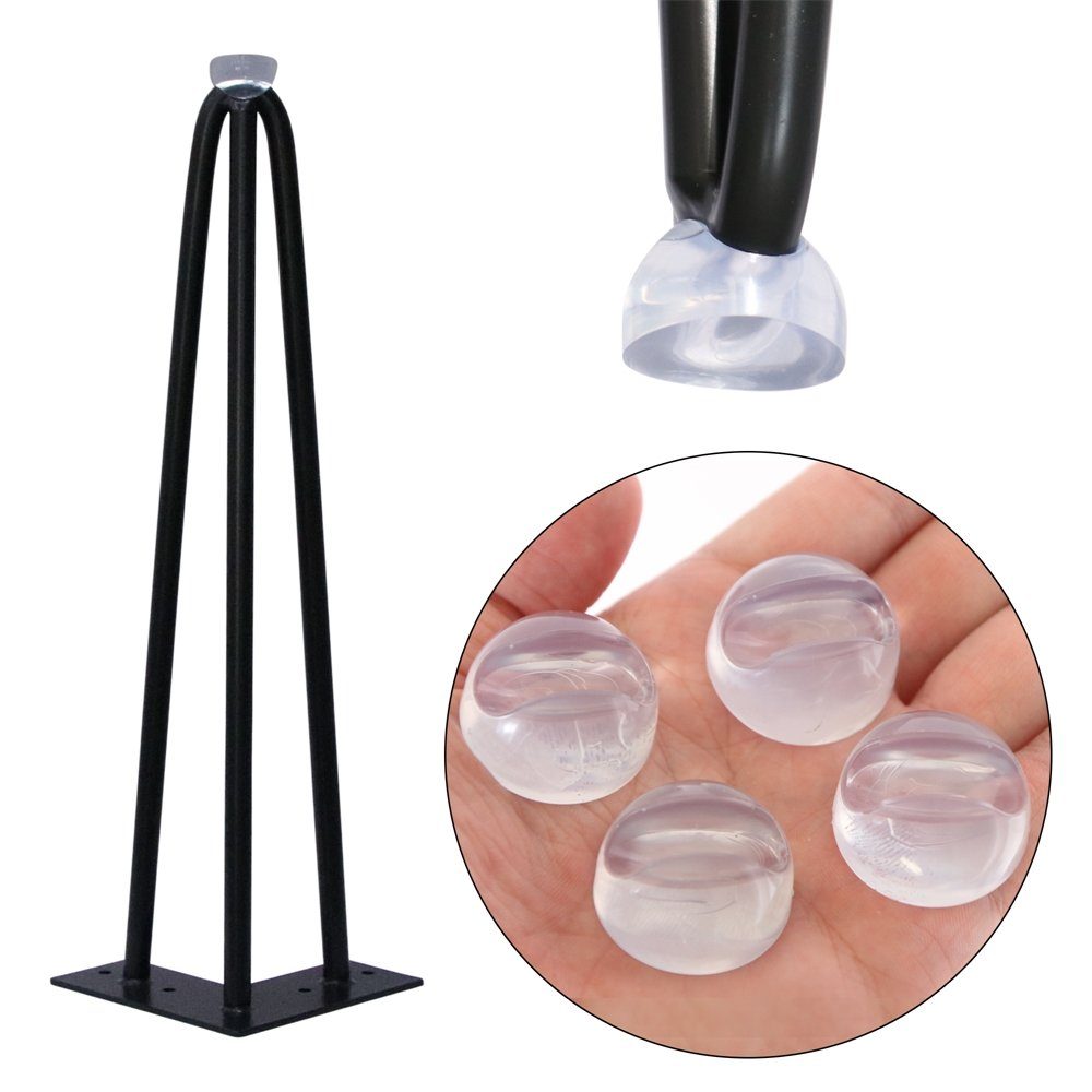 Feel2Home Tischbein Tischbeinschoner Bodenschutz 4er Set Hairpin 12mm Schwarz Transparent, Rutschfest