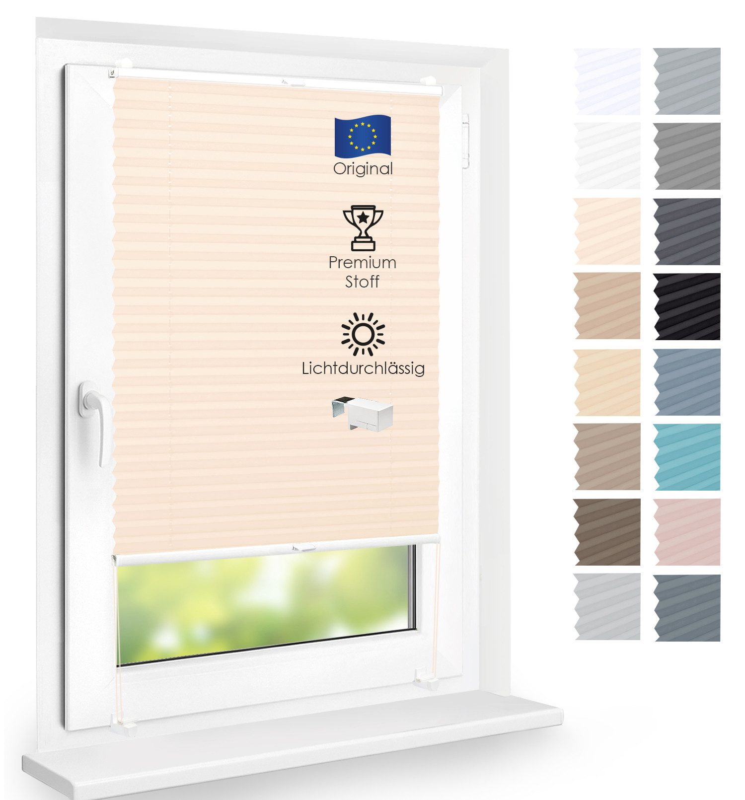DomDeco Plissee Premium Plissee ohne Bohren, Sichtschutz, lichtdurchlässig, blickdicht, Klemmfix, Klemmfix, UV-beständig, modernes Design, stufenlos