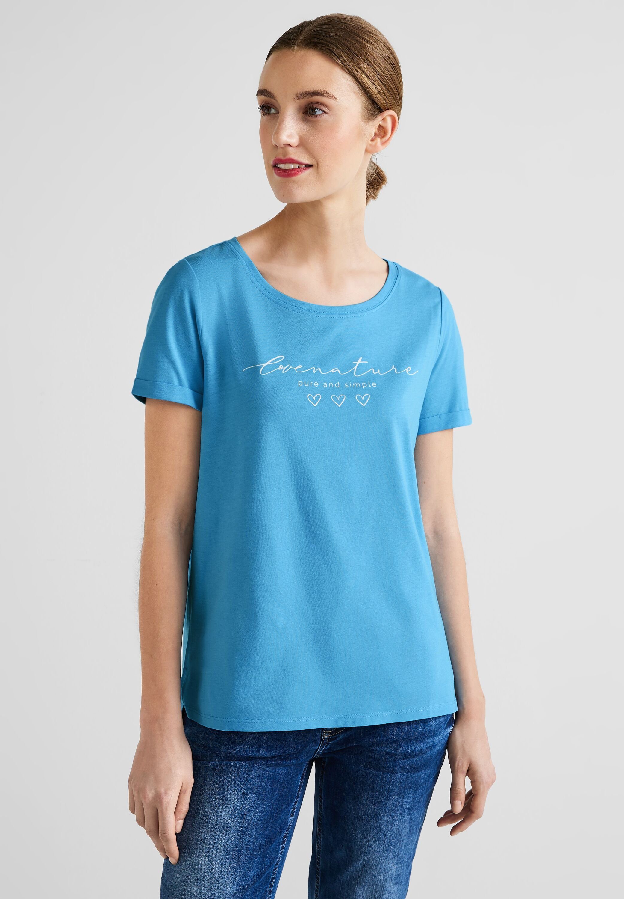 Es sind viele Leute erschienen! T-Shirt in STREET ONE Unifarbe splash blue