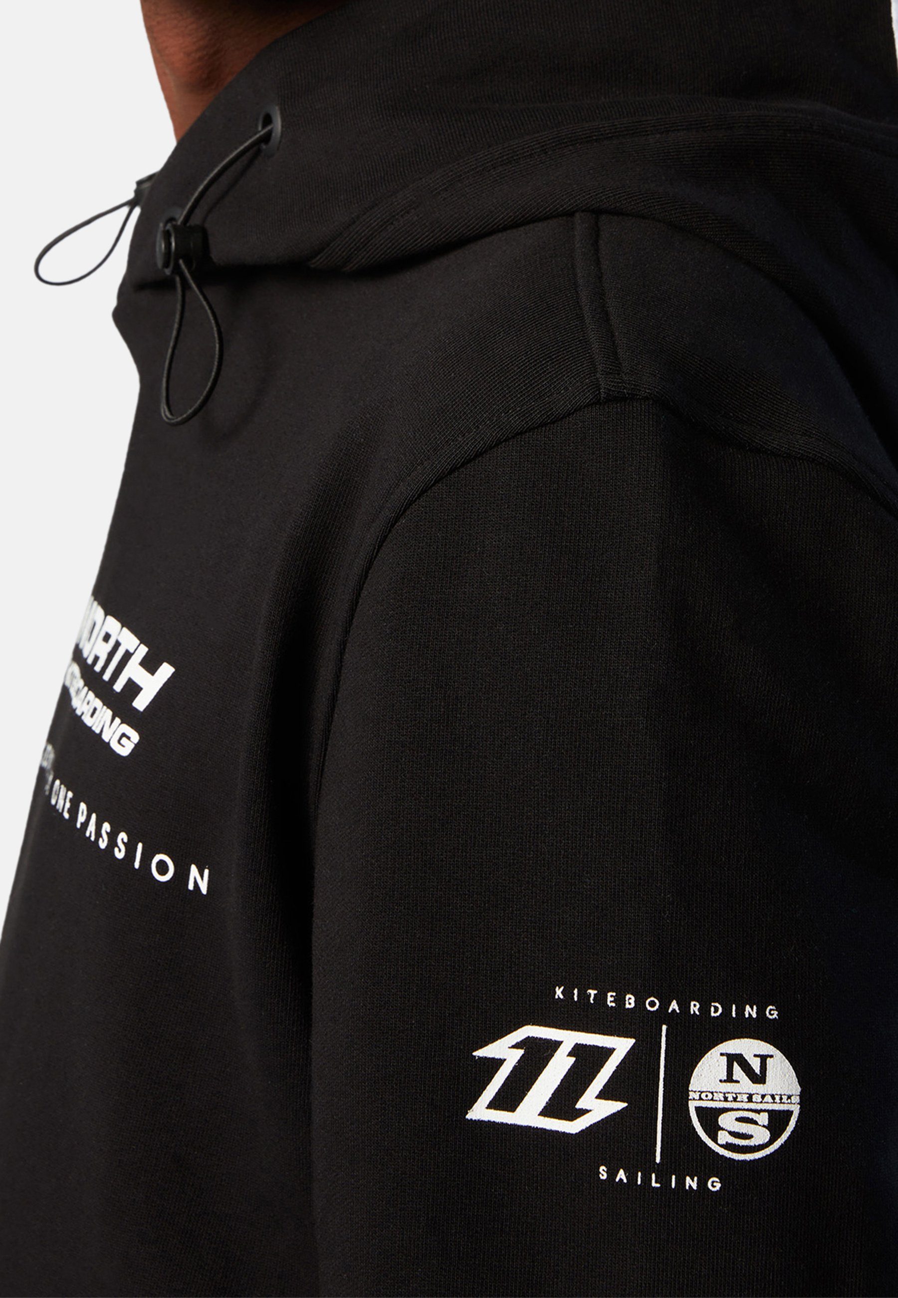 Kapuzensweatshirt Hoodie Sails BLACK with North Kapuze hood MILKY embroidered mit