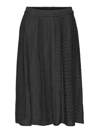 Vero Moda Sommerrock Spitzen Midi Falten Rock Knielang VMHONEY (1-tlg) 4193 in Schwarz