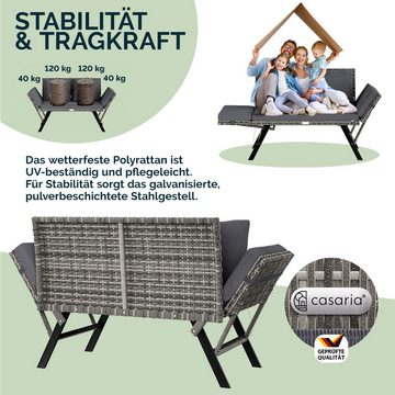 Casaria Gartenliege, Polyrattan mit Liegefunktion Wetterfest Auflage Kissen Verstellbar