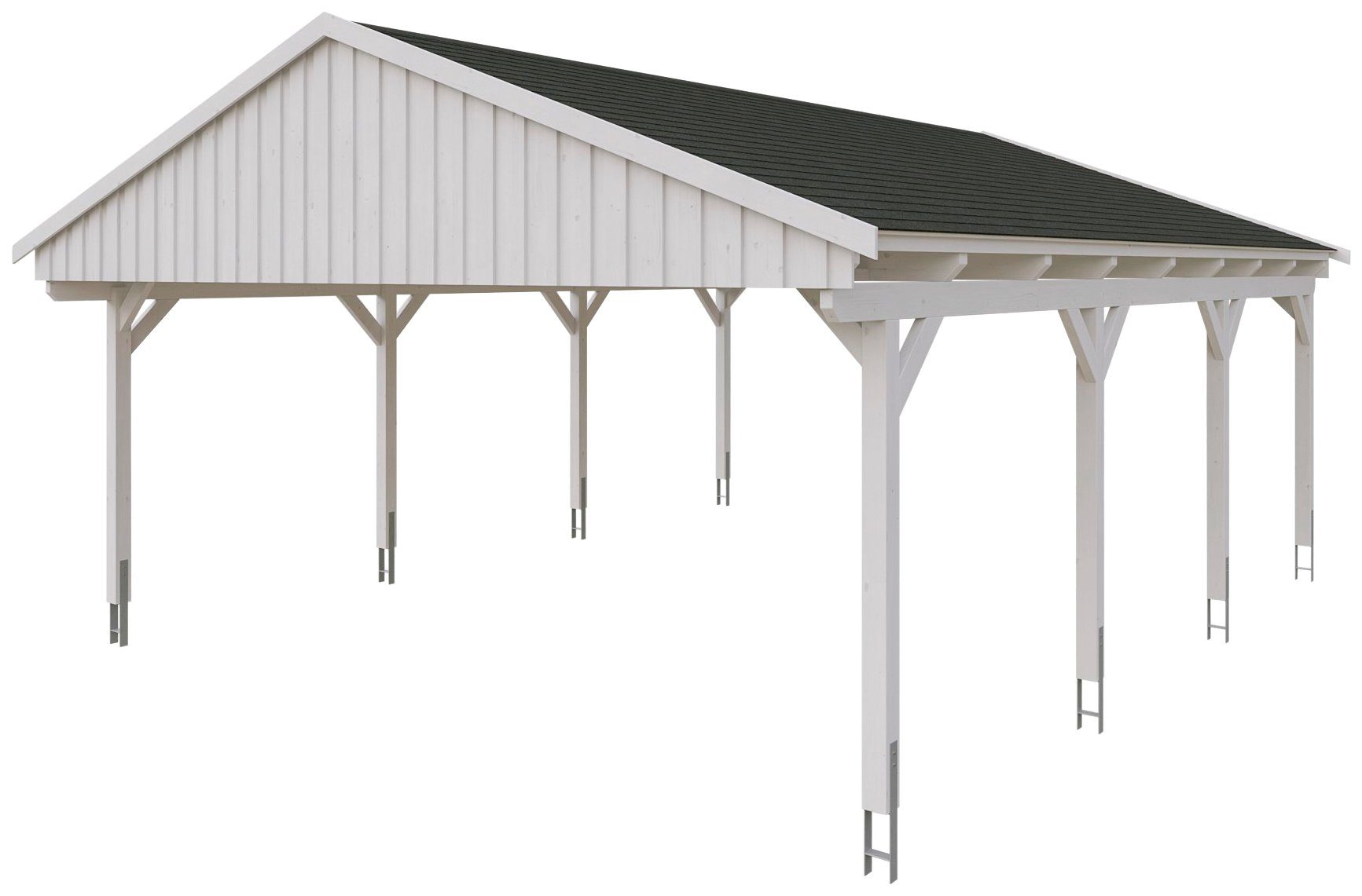 Skanholz Doppelcarport cm, Fichtelberg, Schindeln Einfahrtshöhe, schwarzen 618x808 cm 574 BxT: mit