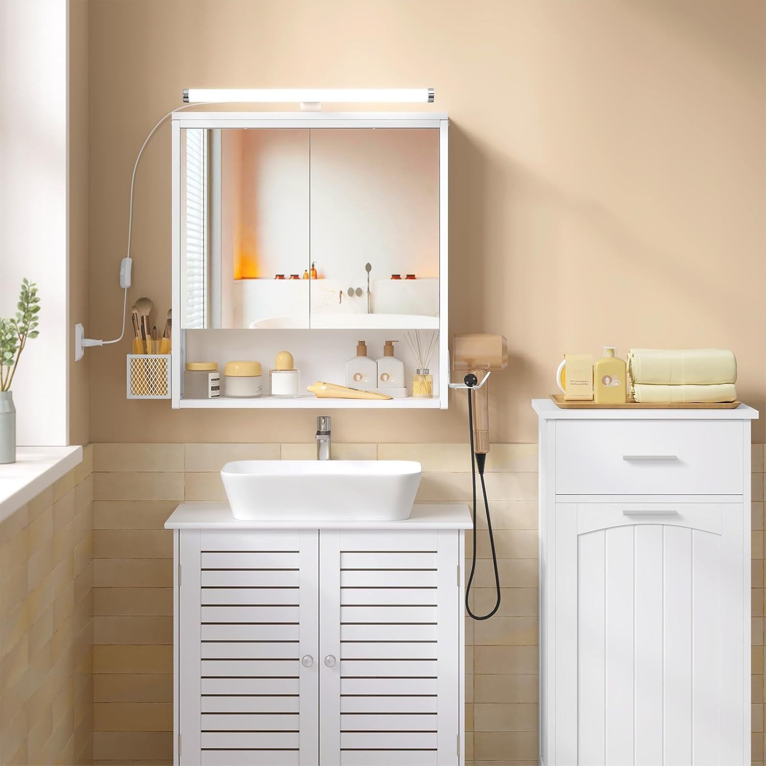 EUGAD Spiegelschrank (1-St) mit Beleuchtung hängend aus MDF Metall günstig online kaufen