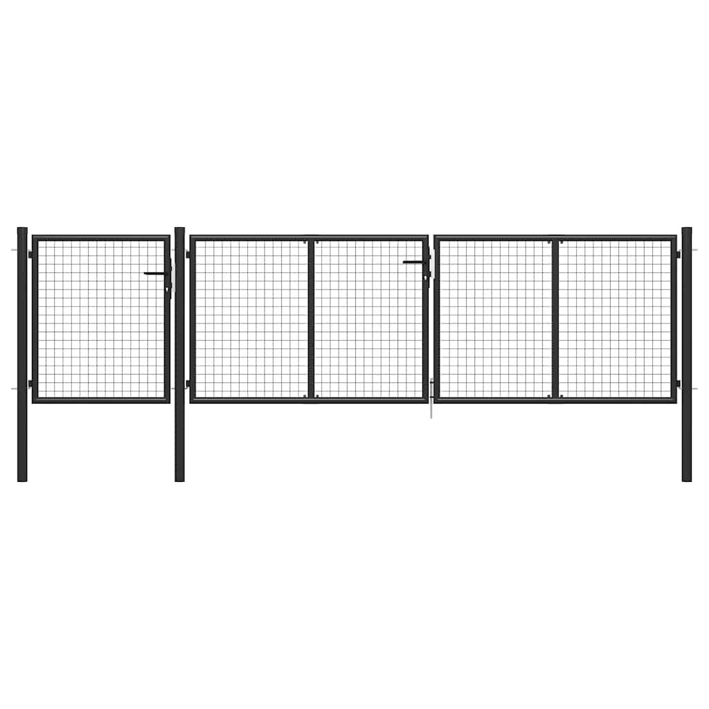 vidaXL Gartentor, Gartentor aus Stahl 400 x 100 cm Anthrazit