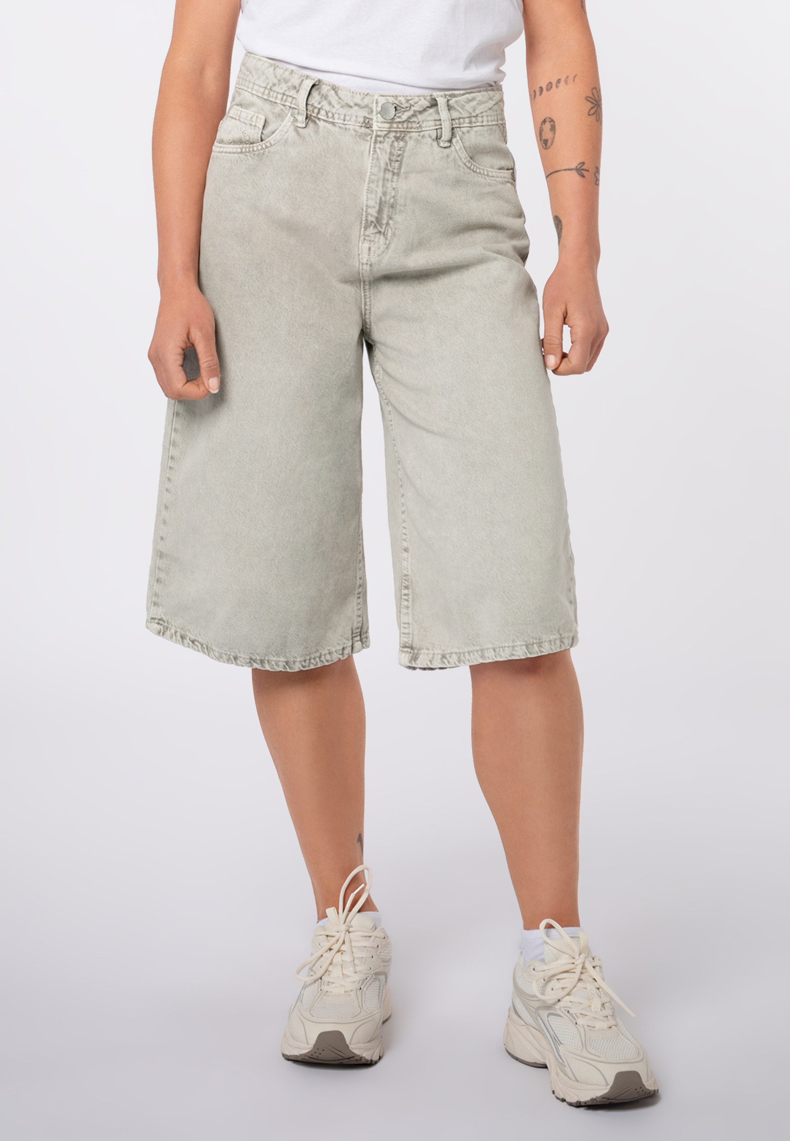SUBLEVEL Jeansbermudas Damen Wide Leg Denim Bermuda Kurze Jeanshose, Wide Leg, High Waist