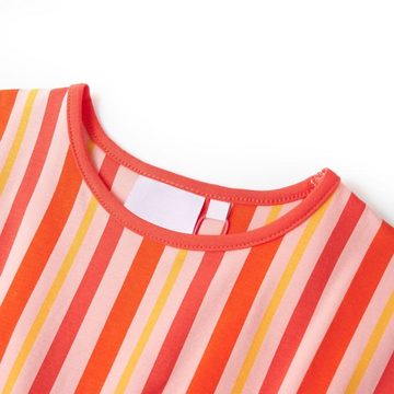 vidaXL A-Linien-Kleid Kinderkleid mit Kordelzug Streifenmuster Rosa und Rot 116