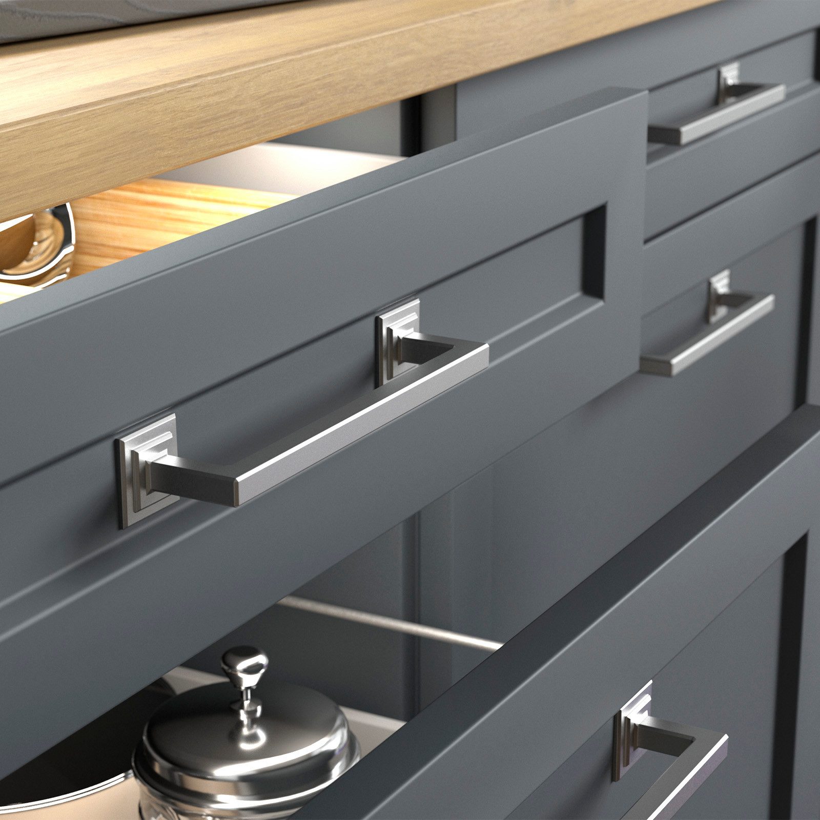 SO-TECH® Möbelgriff Bügelgriff XANTA BA 160 mm, inkl. Schrauben (1-St), Edelstahloptik von SCHÜCO ALU COMPETENCE