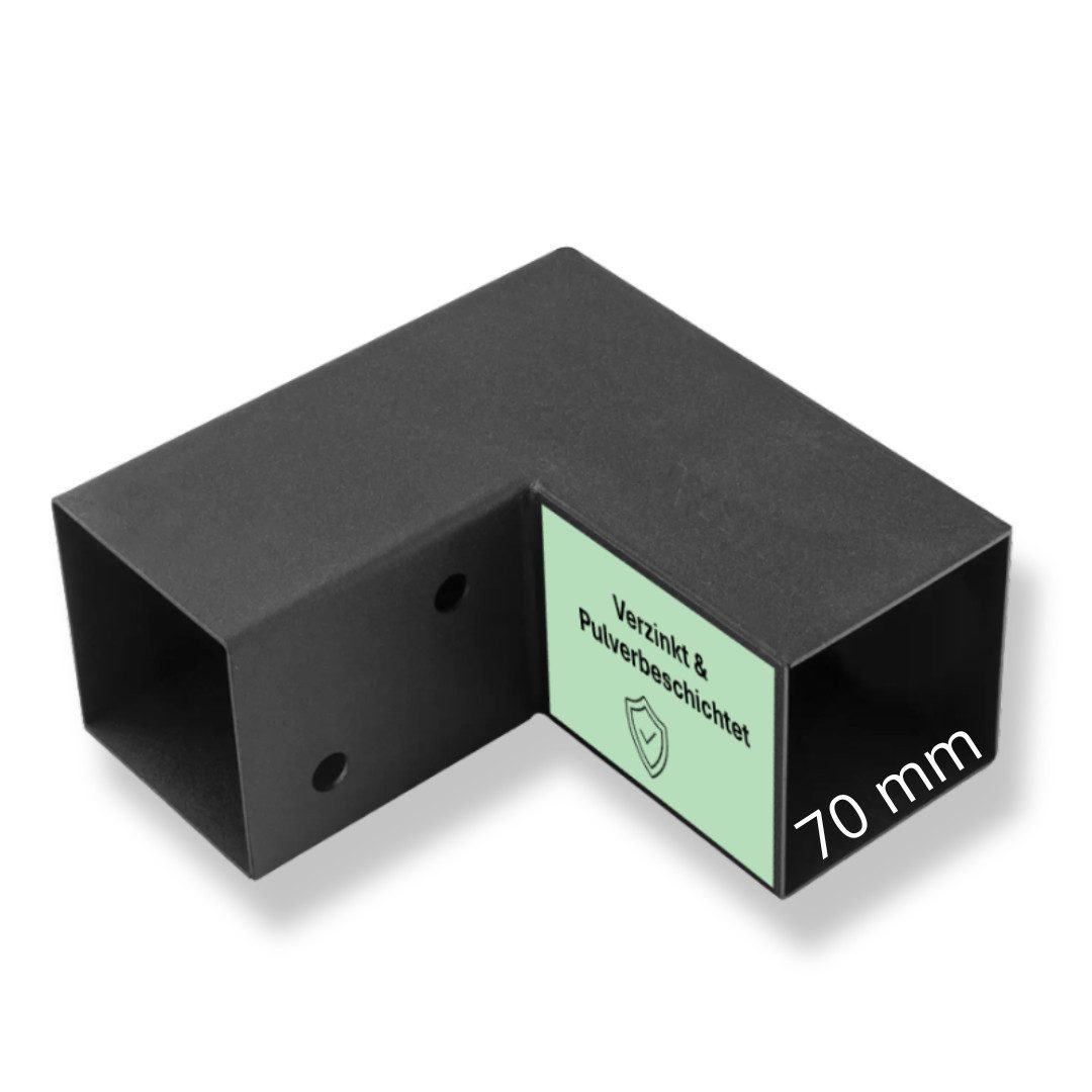 CLIP`N`SHADE Pfostenbeschlag Pfostenbeschlag Pfostenverbinder für 70x70 mm Eckverbinder, Pulverbeschichtete 2mm starke Stahlkonstruktion