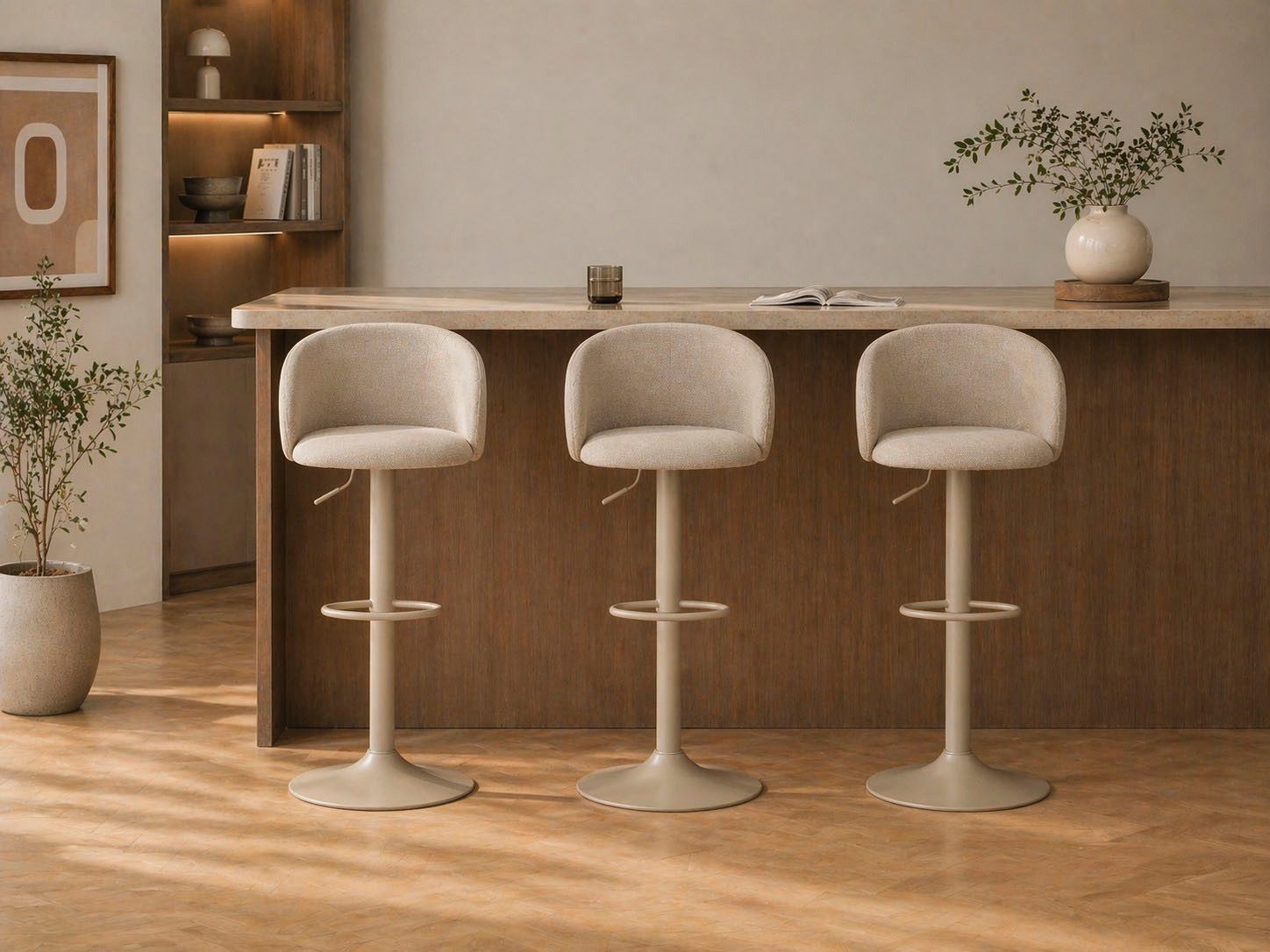 ACTONA GROUP Barhocker Eleanor gepolstert - drehbar & höhenverstellbar, moderne (1 St), Bequemer Barstuhl mit Fußstütze und Drehfunktion im Scandi Stil