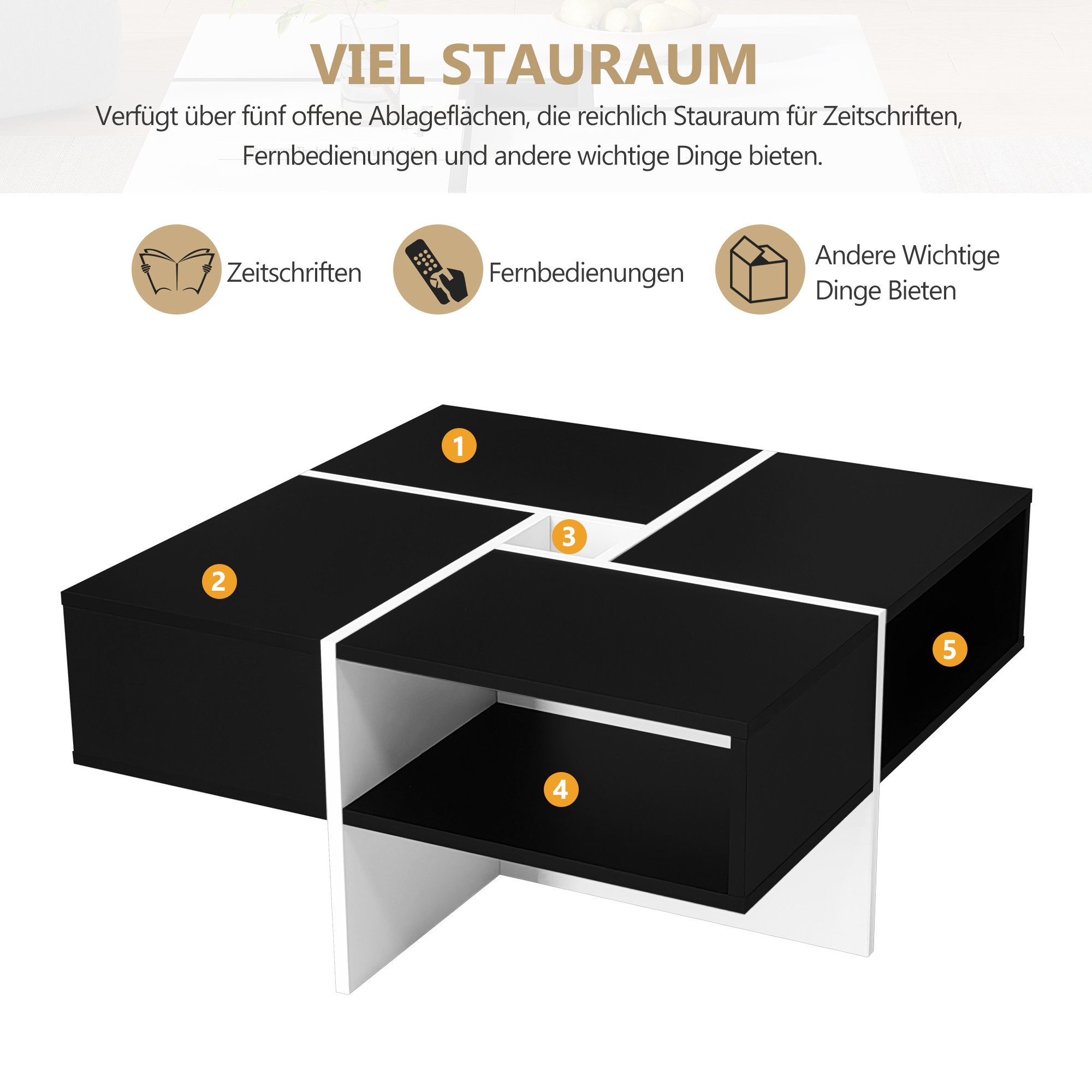 Merax Couchtisch mit Patchwork Design, Beistelltisch günstig online kaufen