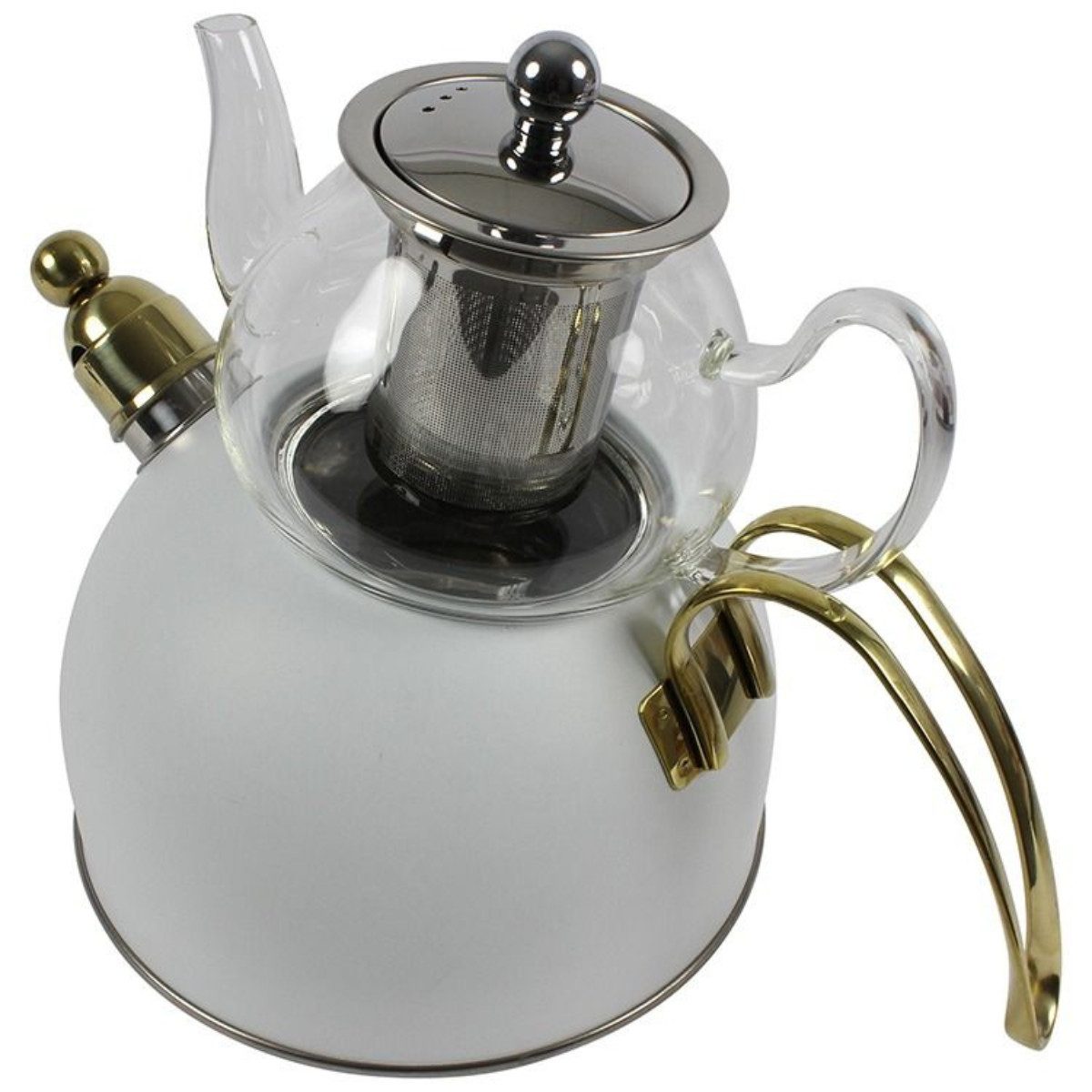 alesvelt Caydanlik-Teekanne Djena Retro 2er Set Glaskanne 2,5 L Hitzebeständig