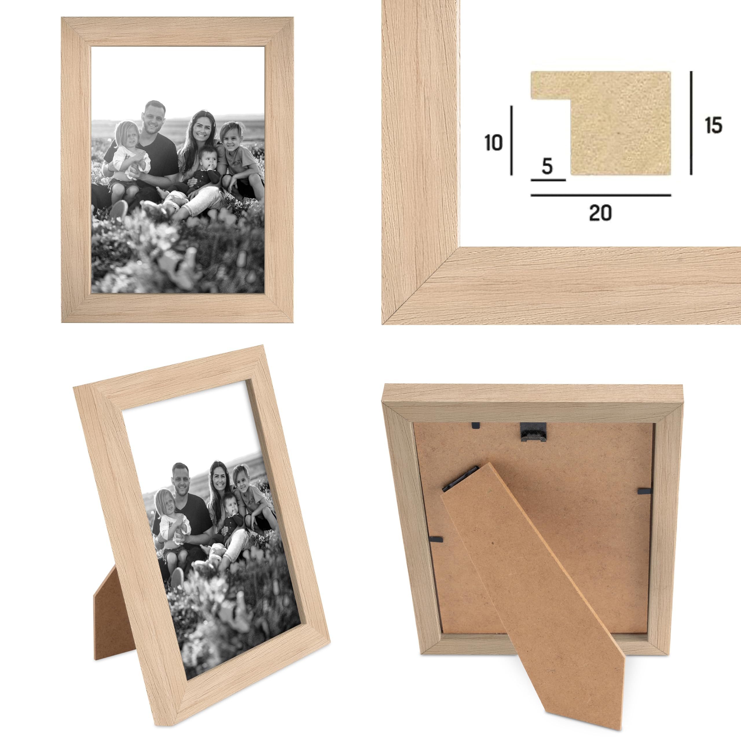 CABBEL Bilderrahmen MDF Holzrahmen Fotorahmen modern Collagen Foto Poster Galerie Wanddeko, für 1 Bilder (1 St), 18x24 cm Natur Wohnzimmer elegant Schmal Fotoga – Bild 5 von 5
