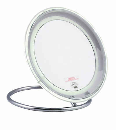 ERBE Kosmetikspiegel LED-KOSMETIK-SPIEGEL "HIGHLIGHT 1" FLACH, 8-FACHE Vergr. Ø 19,7 cm (1-St)
