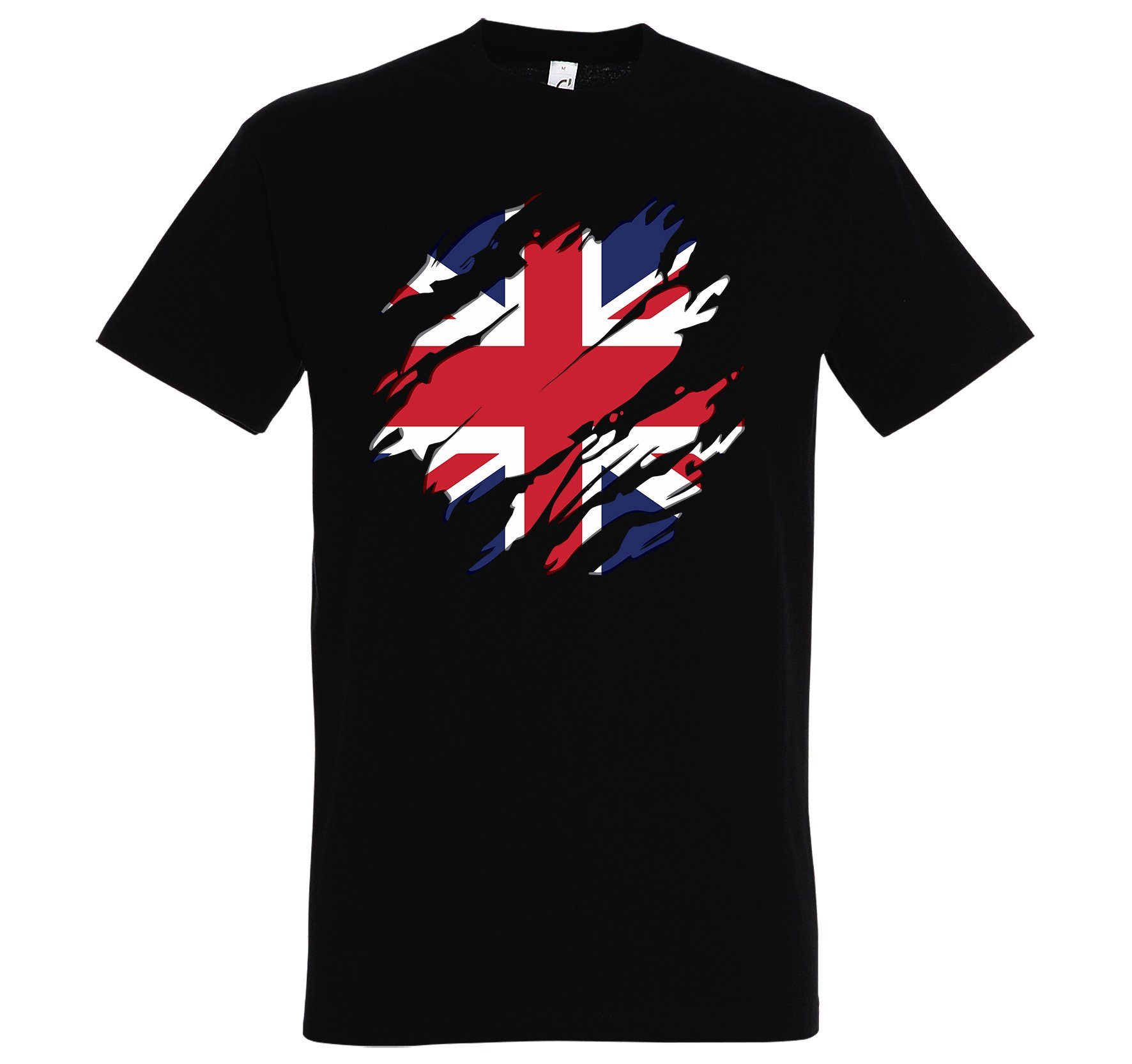 trendigem Shirt Herren Frontprint Schwarz mit Britain T-Shirt Designz England Youth
