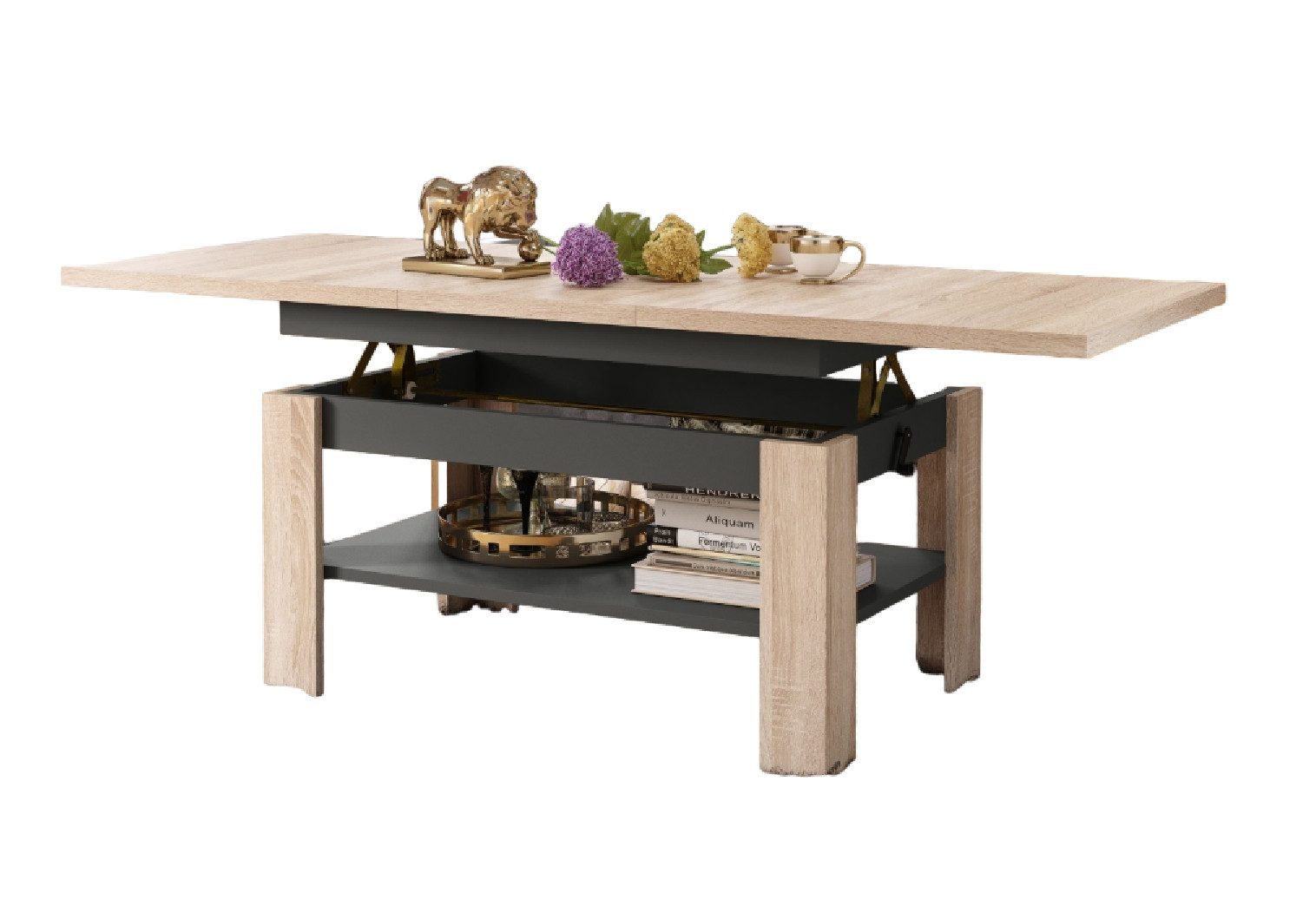 designimpex Couchtisch Design Rio stufenlos höhenverstellbar günstig online kaufen