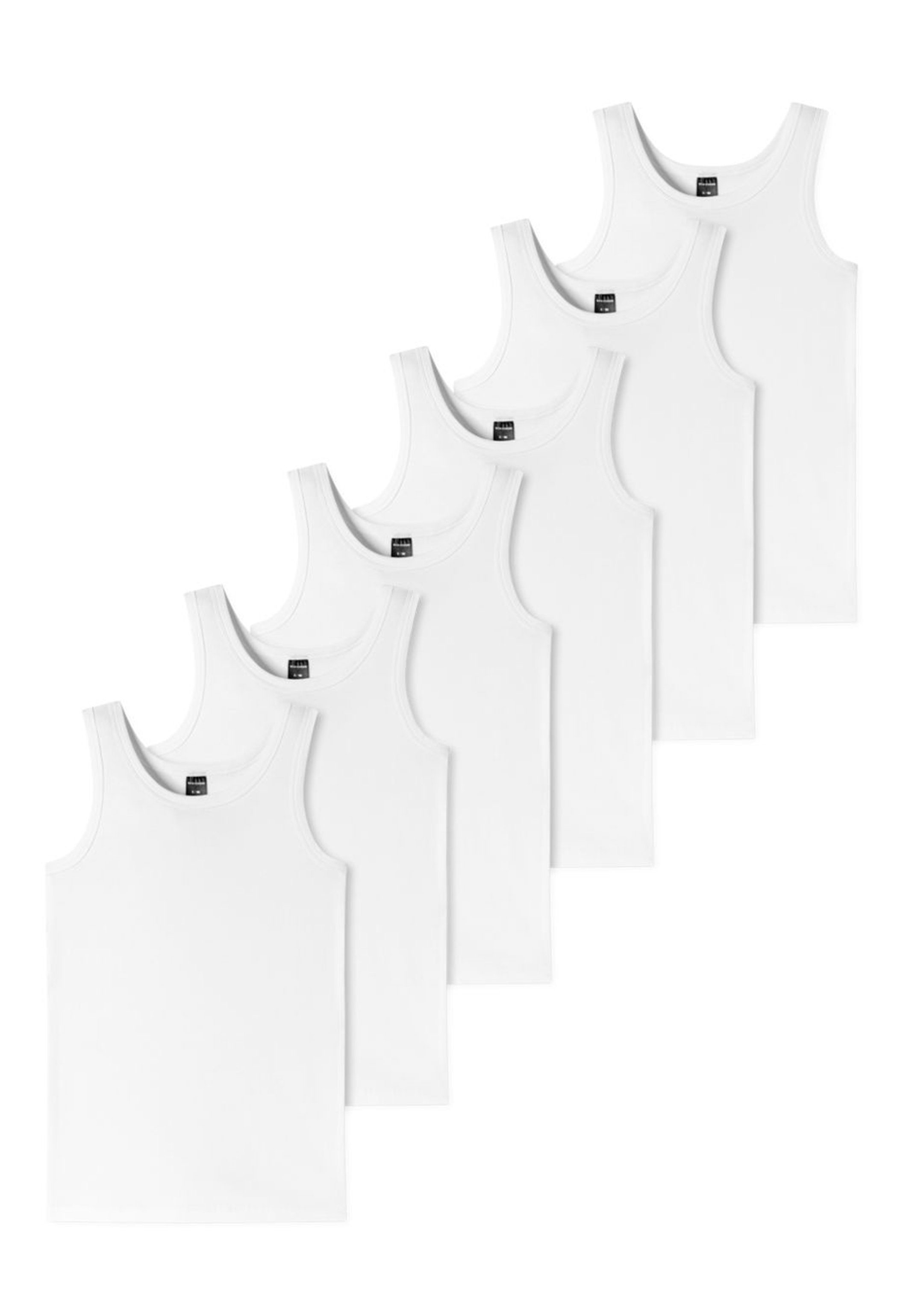 Schiesser Unterhemd 6er Pack Teens Boys 95/5 Organic Cotton (Spar-Set, 6-St) Unterhemd / Tanktop - Baumwolle - Runder Halsausschnitt Weiß