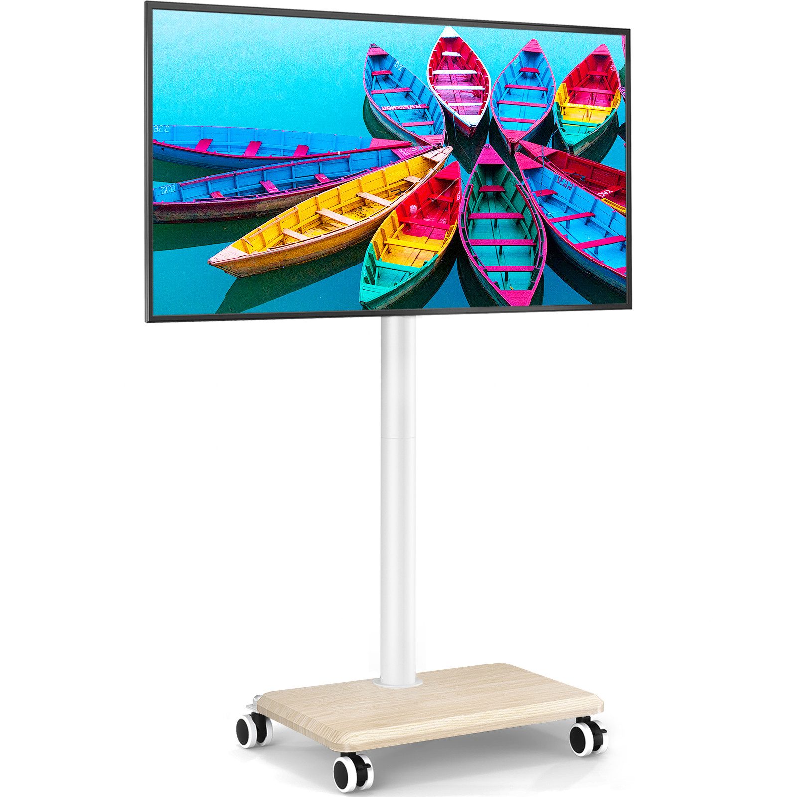 5Rcom TV-Ständer mit Rollen und Holzablage Geeignet für Fernseher von 27 bis 55 Zoll, (bis 55 Zoll, 1-tlg., Mobiler TV-Ständer trägt bis zu 40 kg Maximale)