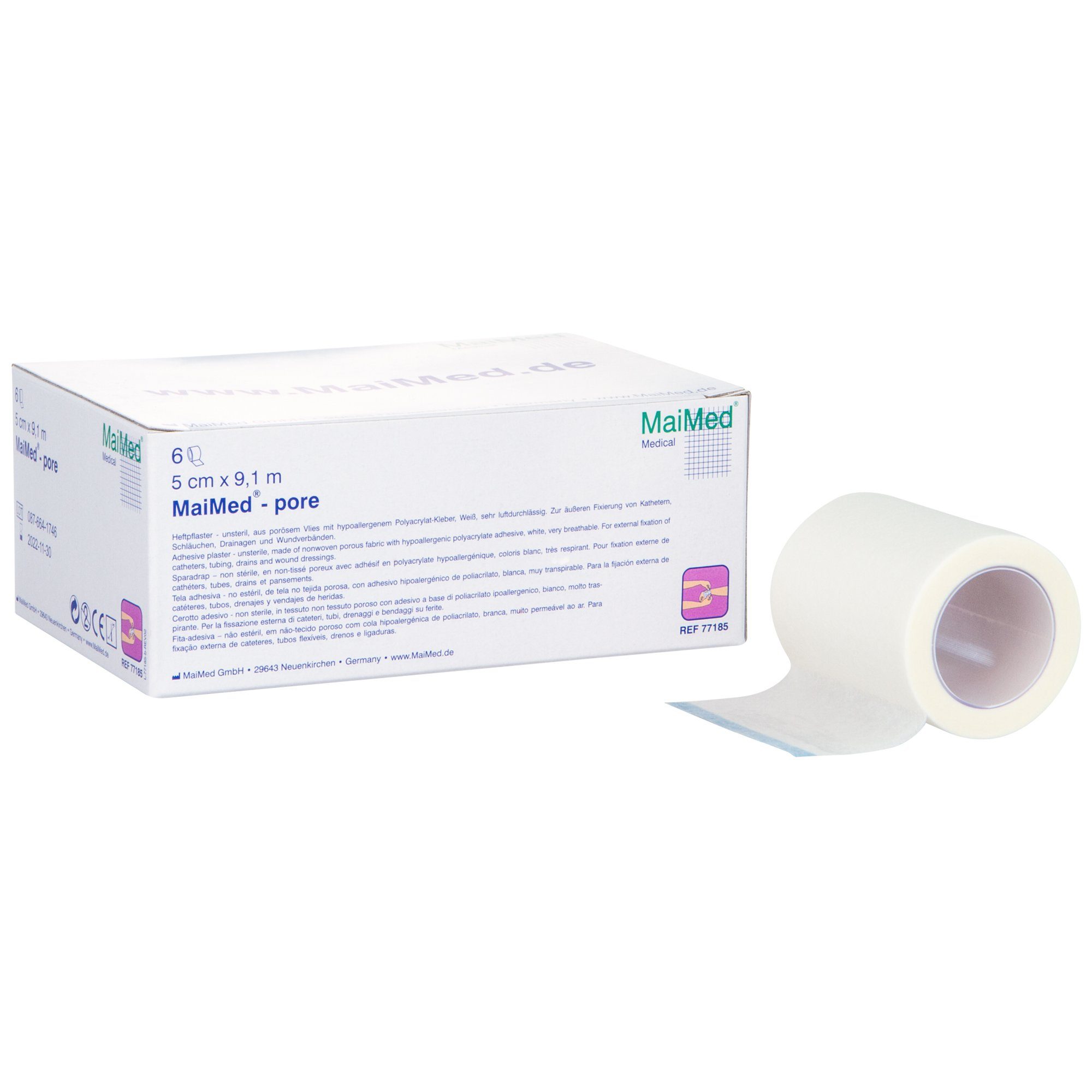 MaiMed Wundpflaster MaiMed® – pore Fixierpflaster 5 cm x 9,1 m Packung zu 6 Rollen