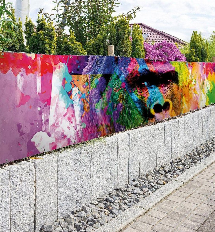 Thumbnail - MyMaxxi Sichtschutzzaunmatten Zaunbanner Bunter Gorilla Sichtschutz Garten Zaun, (Bambus grün)