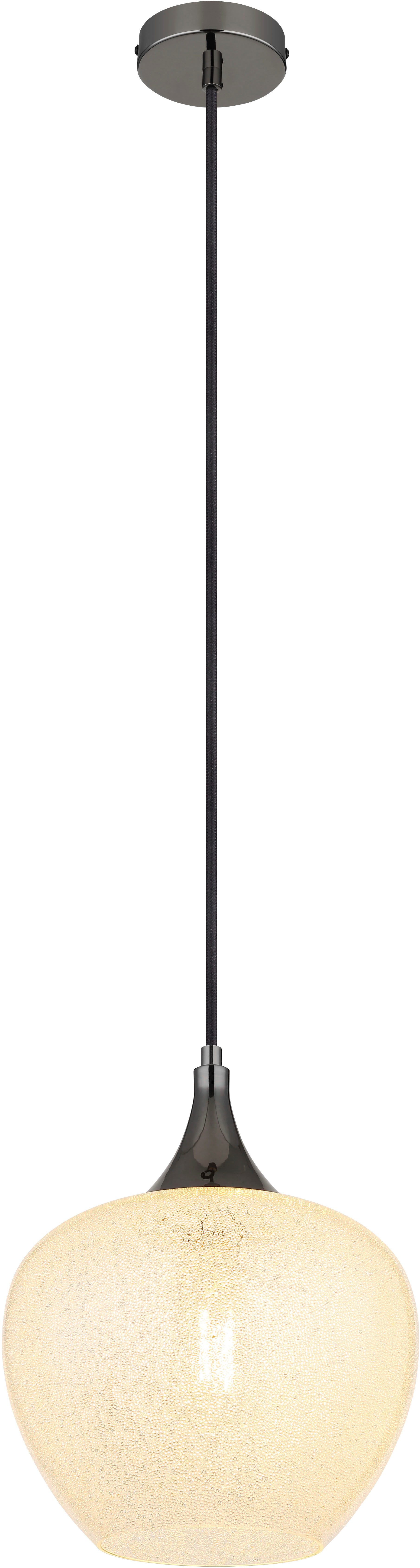 GLOBO LIGHTING Hängeleuchte MAXY, ohne Leuchtmittel, Hängeleuchte Schwarz-Chrom, Glas klar, Acrylkristalle, E27