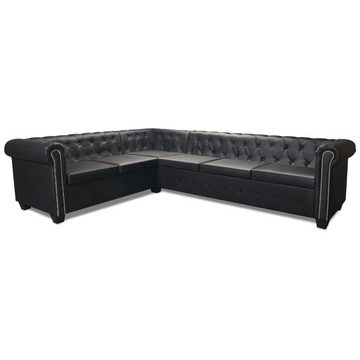 vidaXL Sofa Chesterfield Ecksofa 6-Sitzer Kunstleder Schwarz