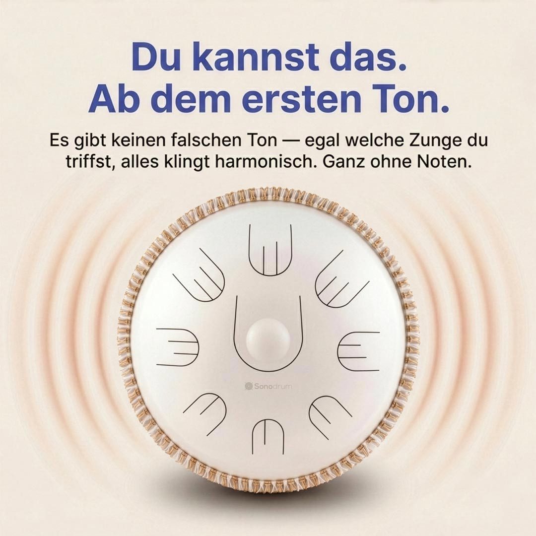 Sonodrum Handpan "Hybrid" - Zungentrommel in D-Kurd mit 9 Tönen - Handpan-Alternative – Bild 4 von 5