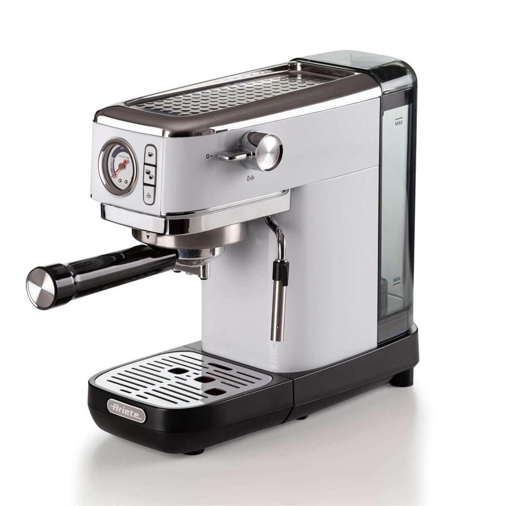 Ariete Kaffeebereiter Espresso Slim Moderna, Siebträgerfilter, 15 Bar, ESE-Pads, Manometer, Cappuccino-System, Heißwasser