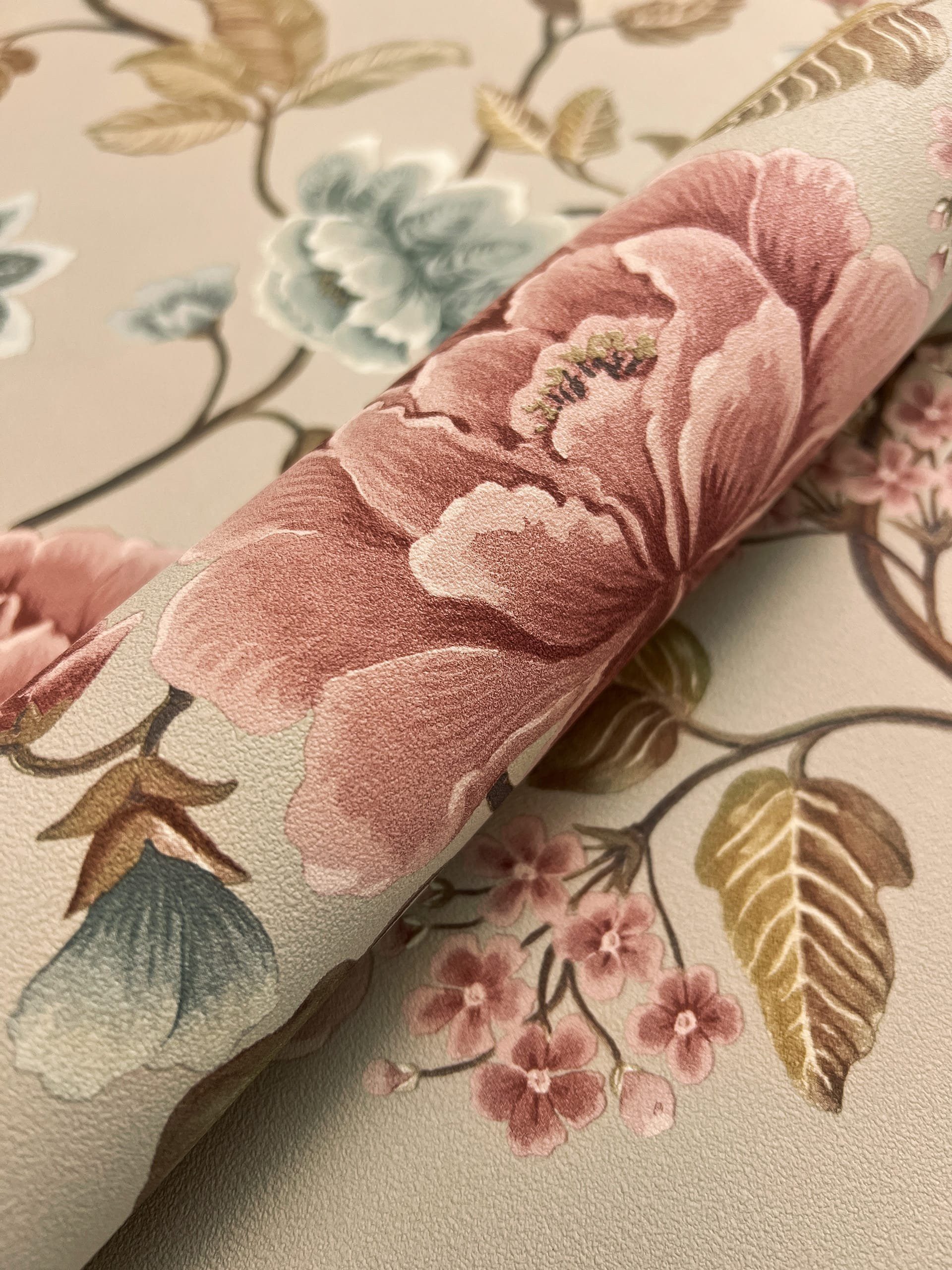 Newroom Vliestapete, Beige Tapete Floral Blumen günstig online kaufen