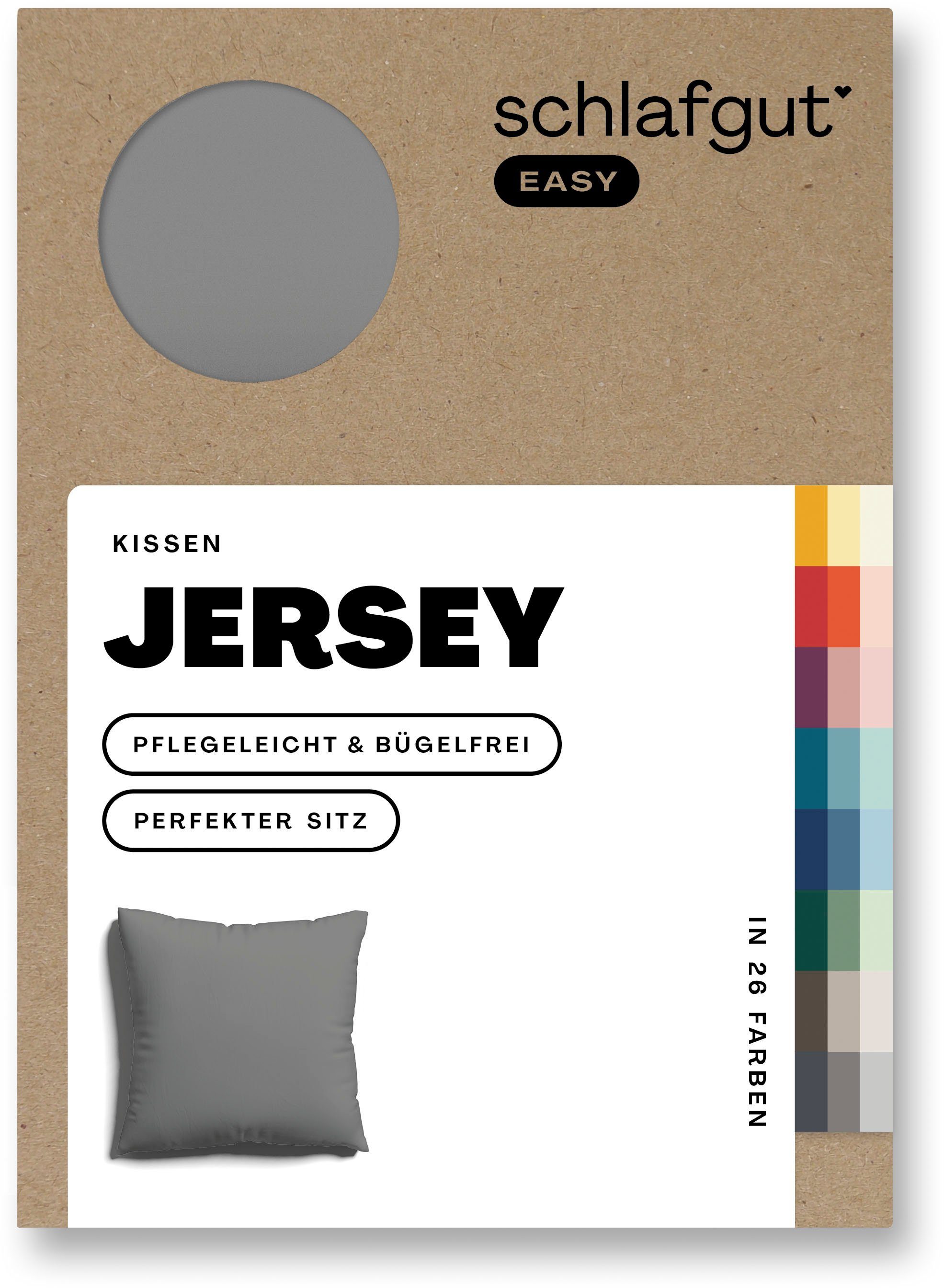 Schlafgut Kissenbezug EASY JERSEY Kissenhülle 100% Baumwolle, weicher Edel-Jersey, bügelfrei, (1 Stück), mit farblich angepasstem Reißverschluss, pflegeleicht, formstabil