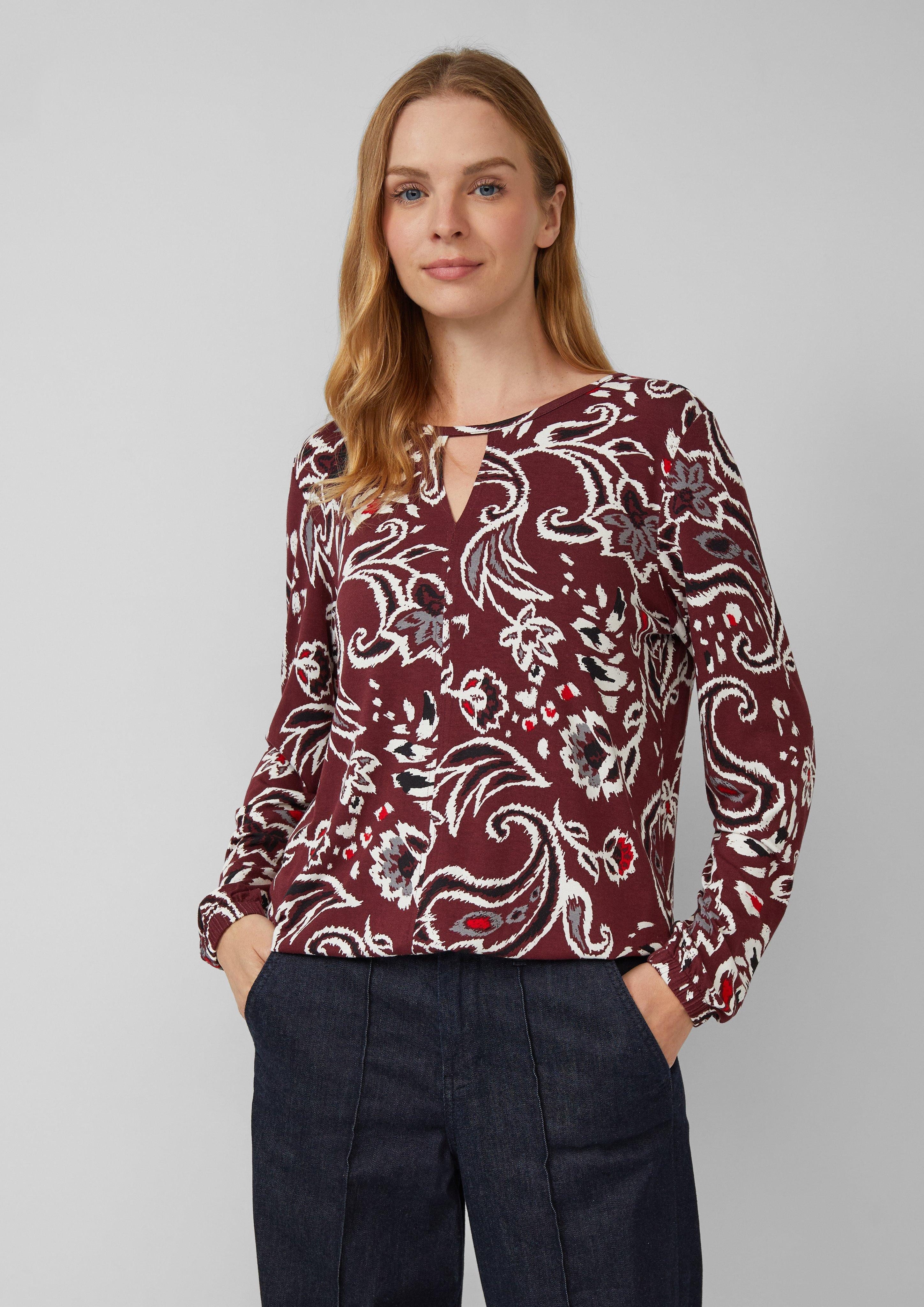 s.Oliver Langarmshirt Gemusterte Bluse im Relaxed günstig online kaufen