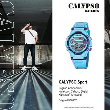 CALYPSO WATCHES Digitaluhr Calypso Jugend Uhr Digital K5808/2 PU, Jugenduhr rund, groß (ca. 40mm), Kunststoffarmband, Sport-Style