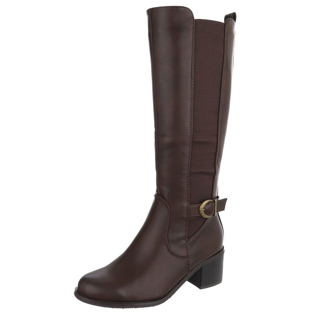 Ital-Design Damenstiefel mit Blockabsatz und Stretch-Einsätzen Stiefel (92269082) Blockabsatz Stiefel in Braun