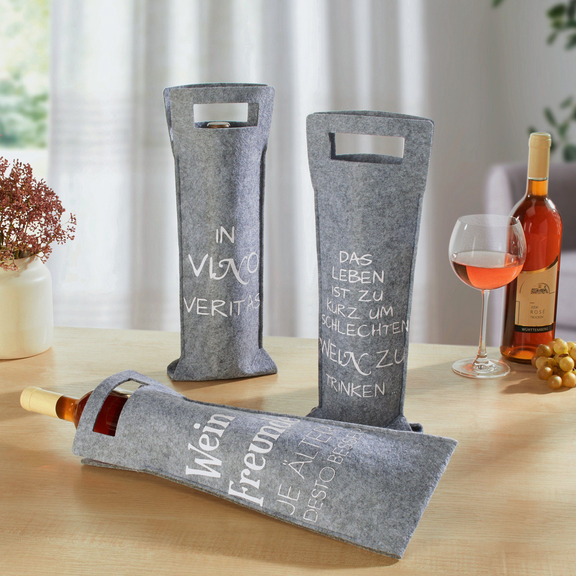 Dekokorb Geschenktasche "Wein" 3er-Set, Uni