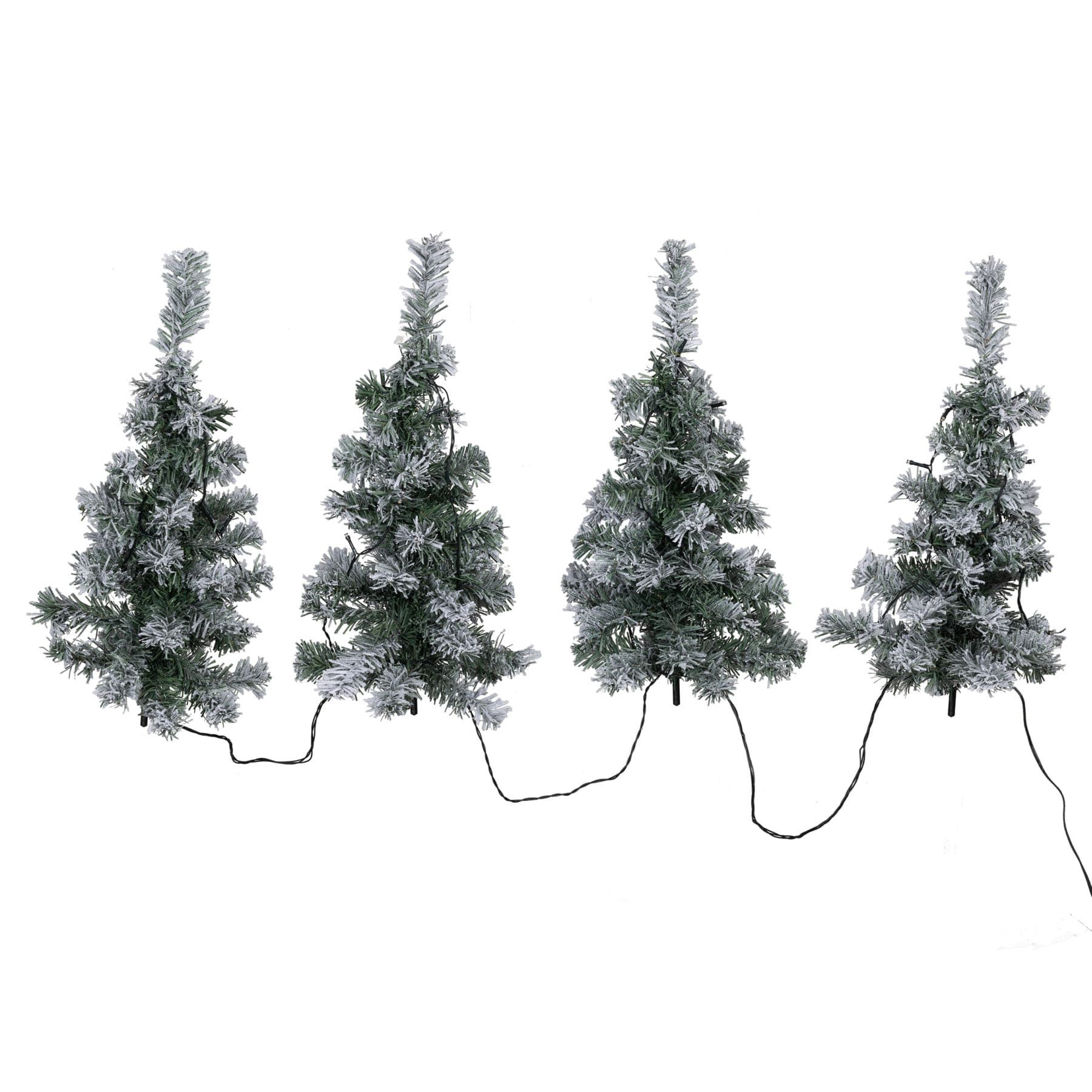 Dekoleidenschaft Künstlicher Weihnachtsbaum in Schnee-Optik, 49 cm hoch, mit Lichterkette, Outdoor Christbaum, 4 Stück im Set, Tannenbaum, Gartendeko für Drauße – Bild 4 von 5
