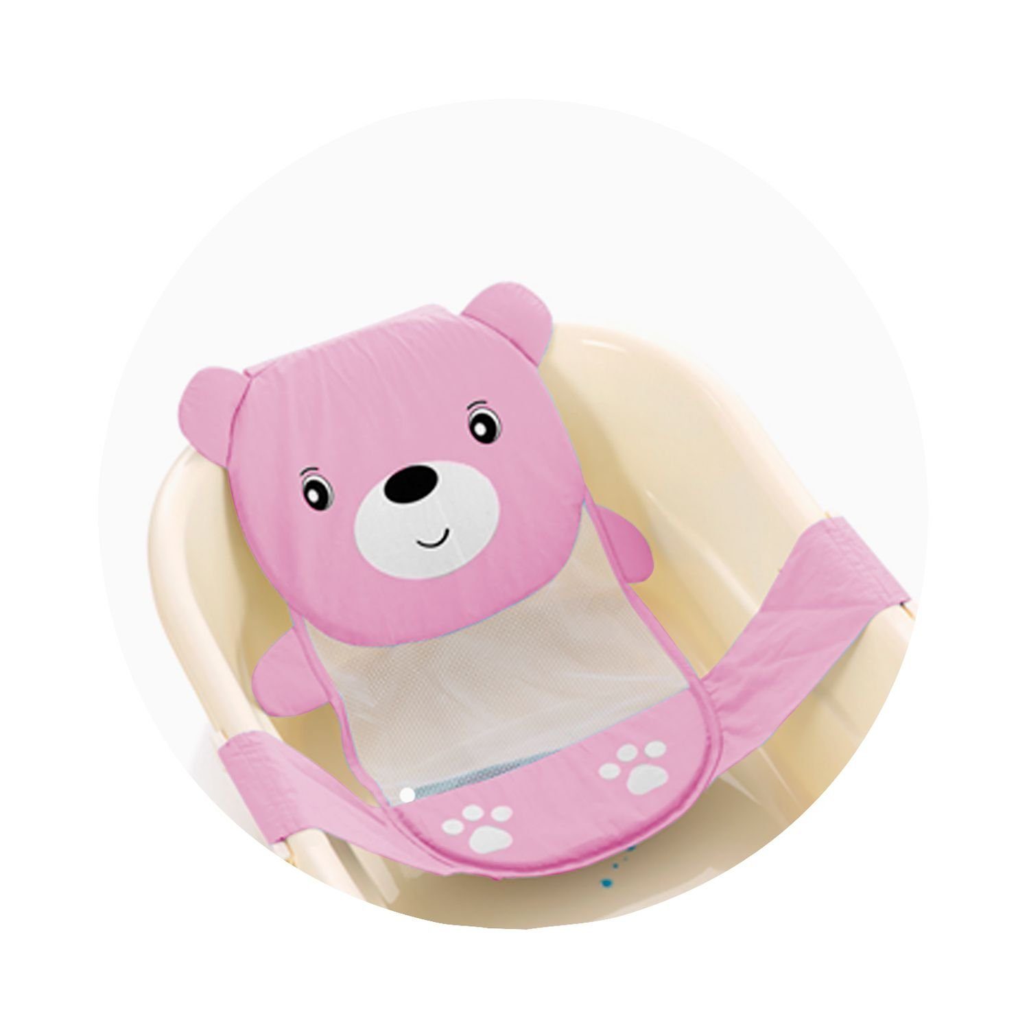 Chipolino Wanneneinlage Baby Badenetz 58 mit ab Teddy, rosa Badewannennetz, B: L: cm, Geburt Kunststoffbügel, 68 cm