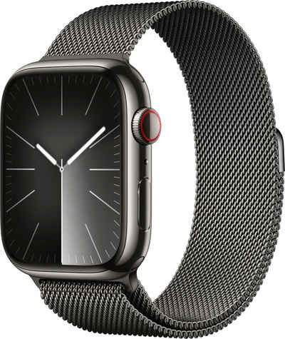 Apple Watch Series 9 GPS + Cellular Stainless Steel 45mm Smartwatch (4,5 cm/1,77 Zoll, Watch OS 10), Milanese Loop