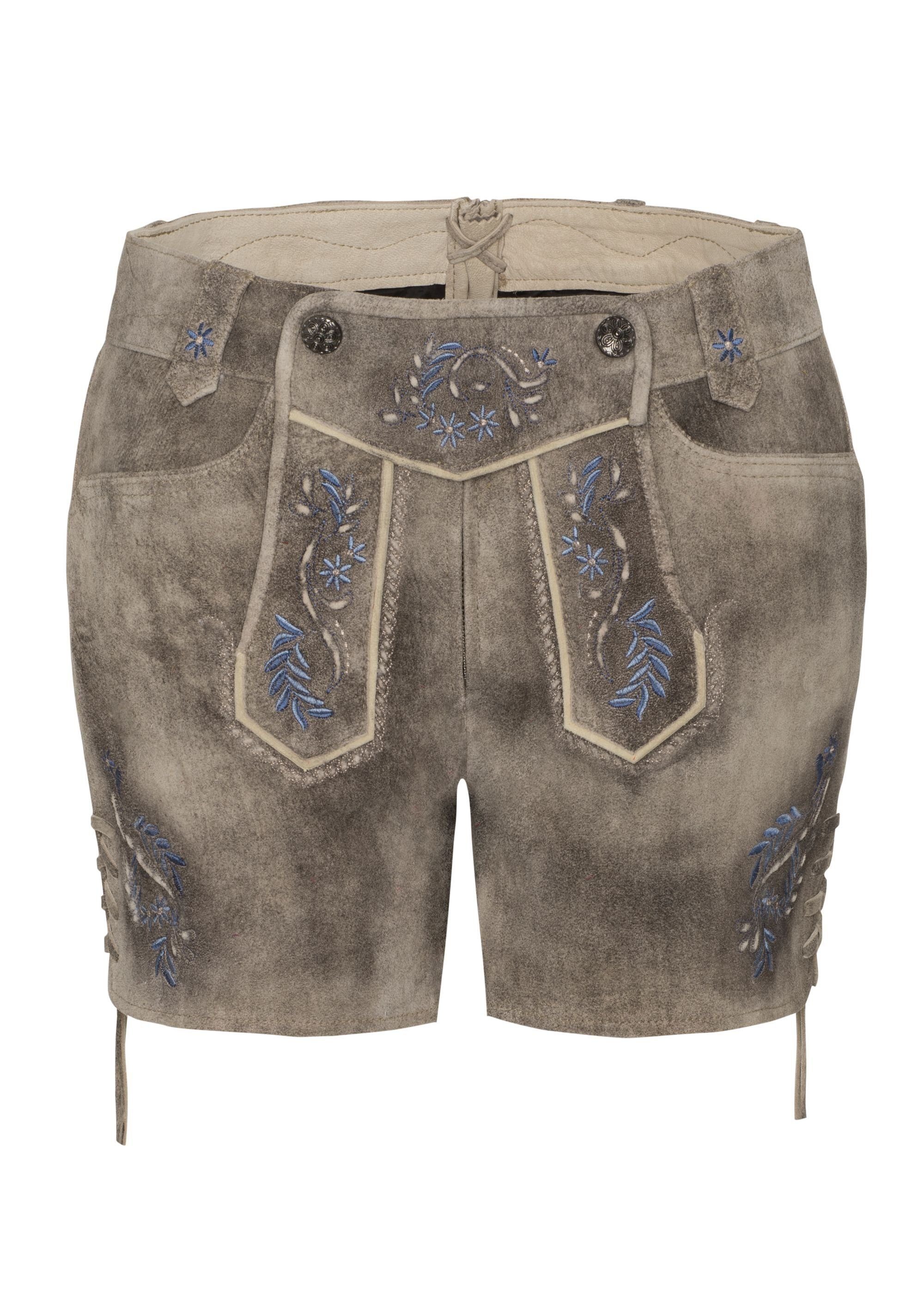 Shorts Spieth Wensky oxford/St Motivstickereien floralen mit & blau Alysa