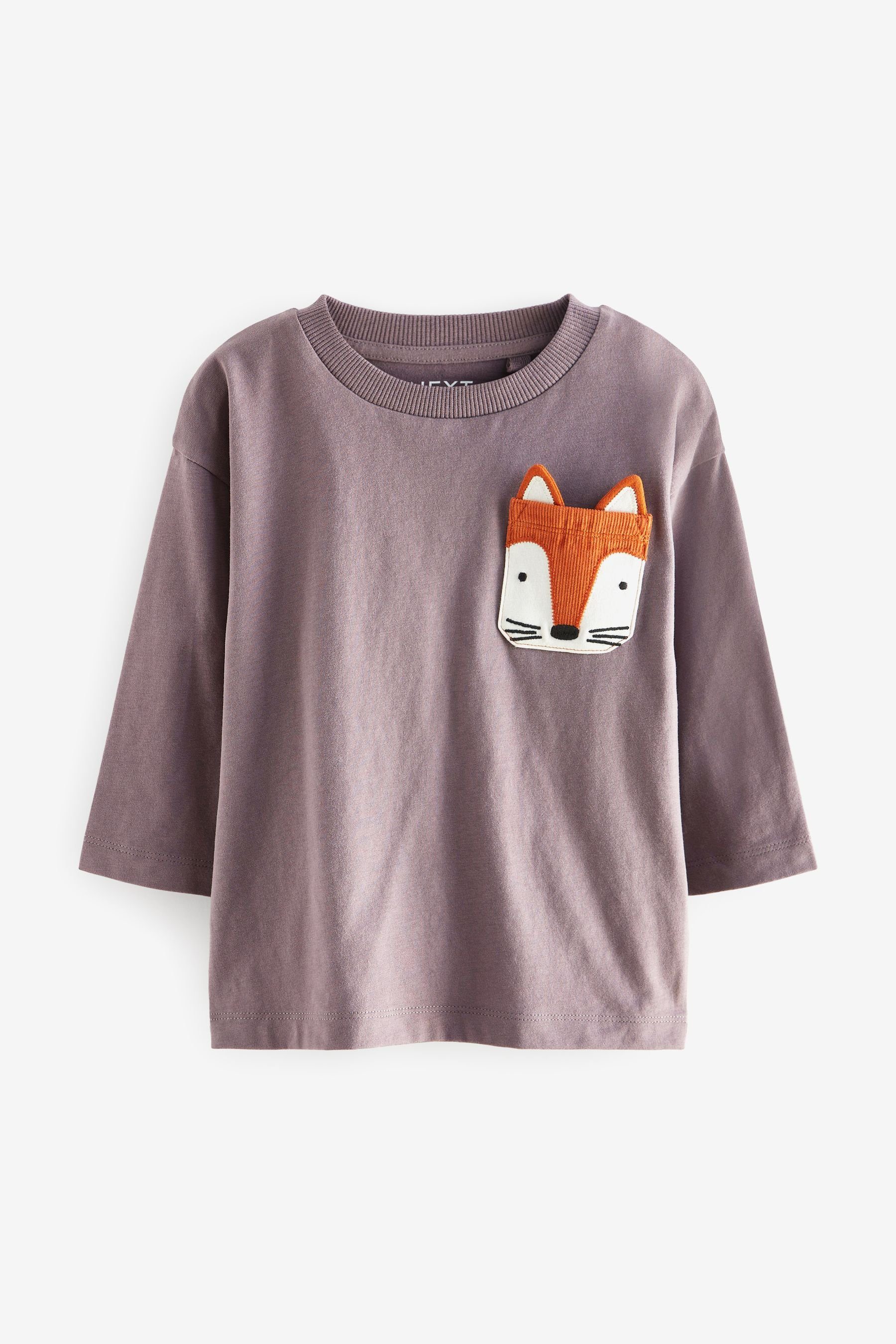 Next Langarmhemd Langärmliges T-Shirt mit Tasche (1-tlg) Purple Fox