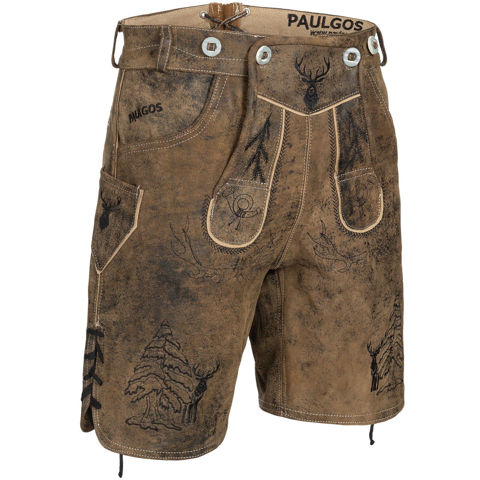 PAULGOS Trachtenhose »PAULGOS Herren Trachten Lederhose kurz - HK5 ANTIK -  Echtes Leder - in 3 Farben erhältlich - Größe 44 - 60« online kaufen | OTTO