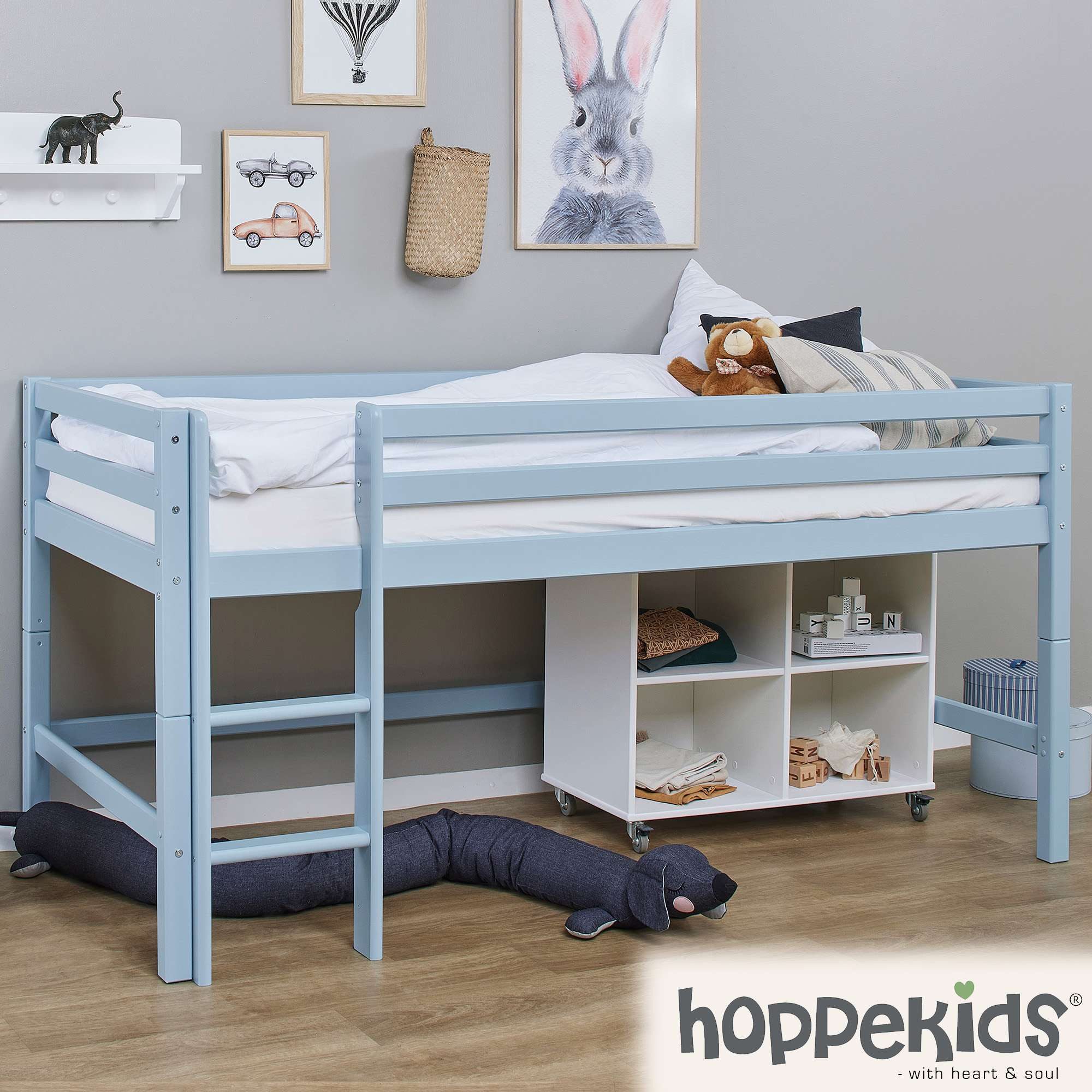 Hoppekids Hochbett ECO Dream MY COLOR (Set, Bett) 90x200, umbaubar in Einzelbett, 4 Farben