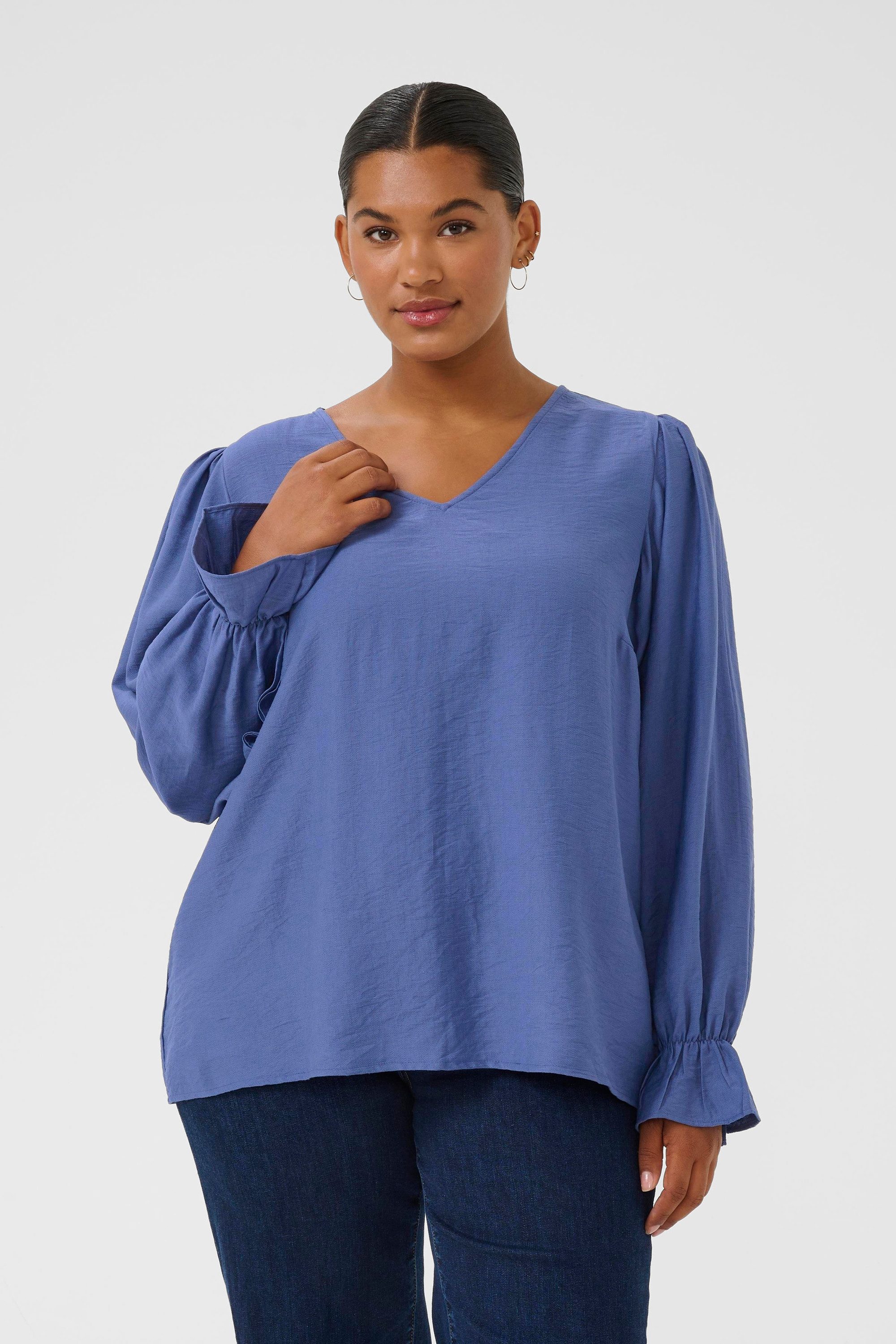 KAFFE Curve Langarmbluse Langarm-Bluse KCrya Große Größen günstig online kaufen