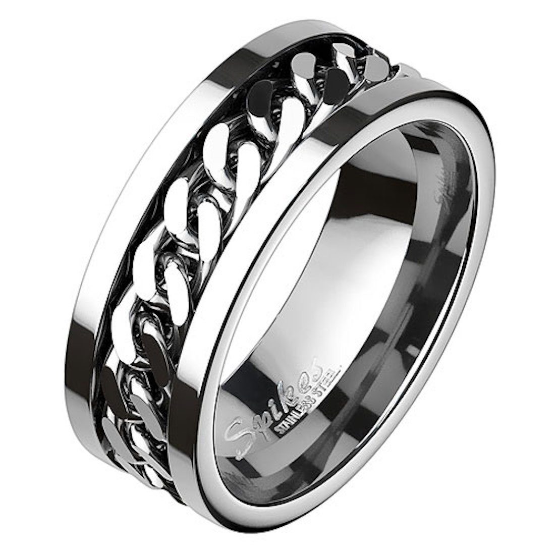 Taffstyle Fingerring Biker Band Ring Ketten Style für Damen Herren, Ring Edelstahl Herrenring Damenring Partnerring Freundschaftsring