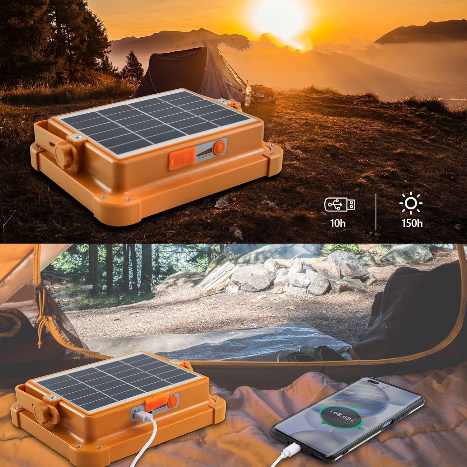 OKWISH LED Baustrahler Akku Solar Arbeitsleuchte günstig online kaufen