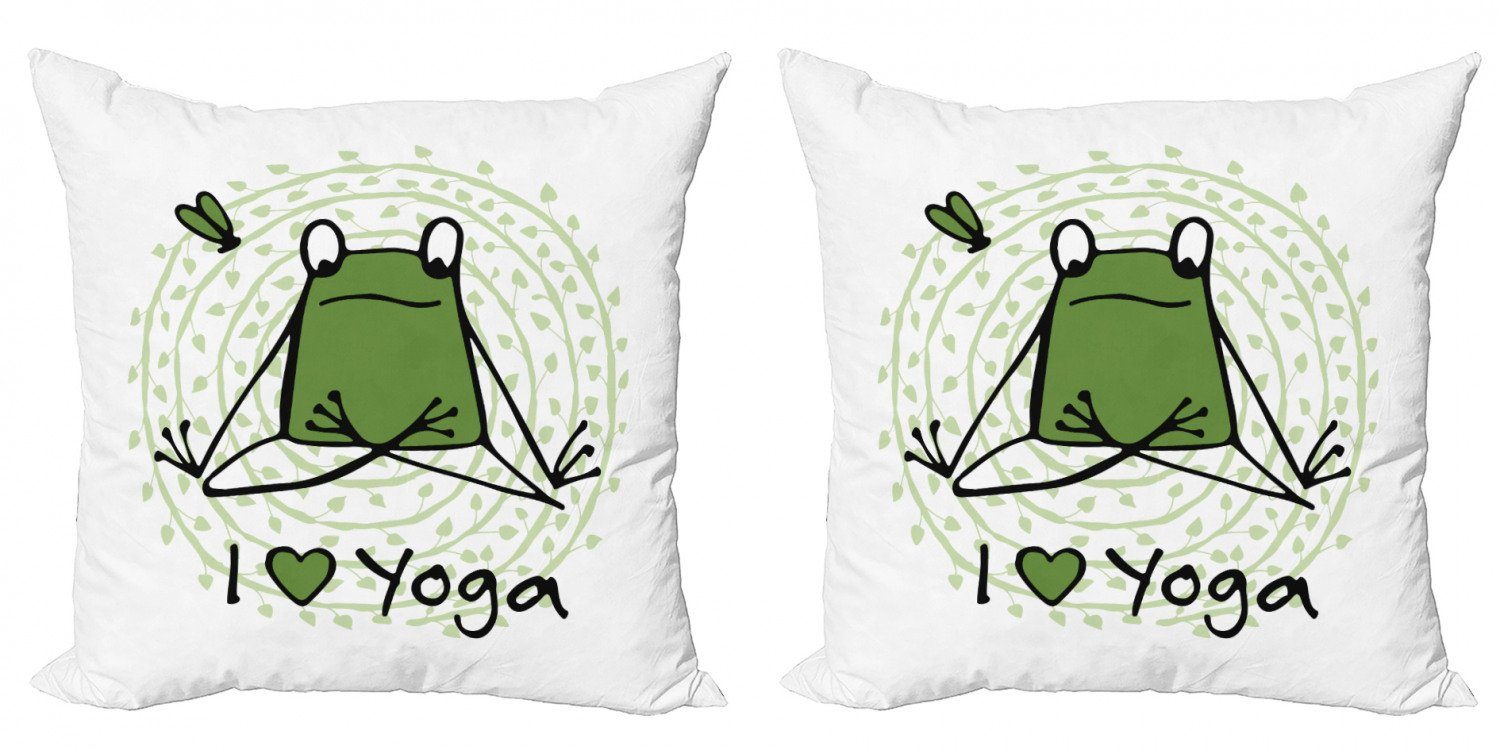Kissenbezüge Modern Accent Doppelseitiger Digitaldruck, Abakuhaus (2 Stück), grüne Mandala Ich liebe Yoga Wörter