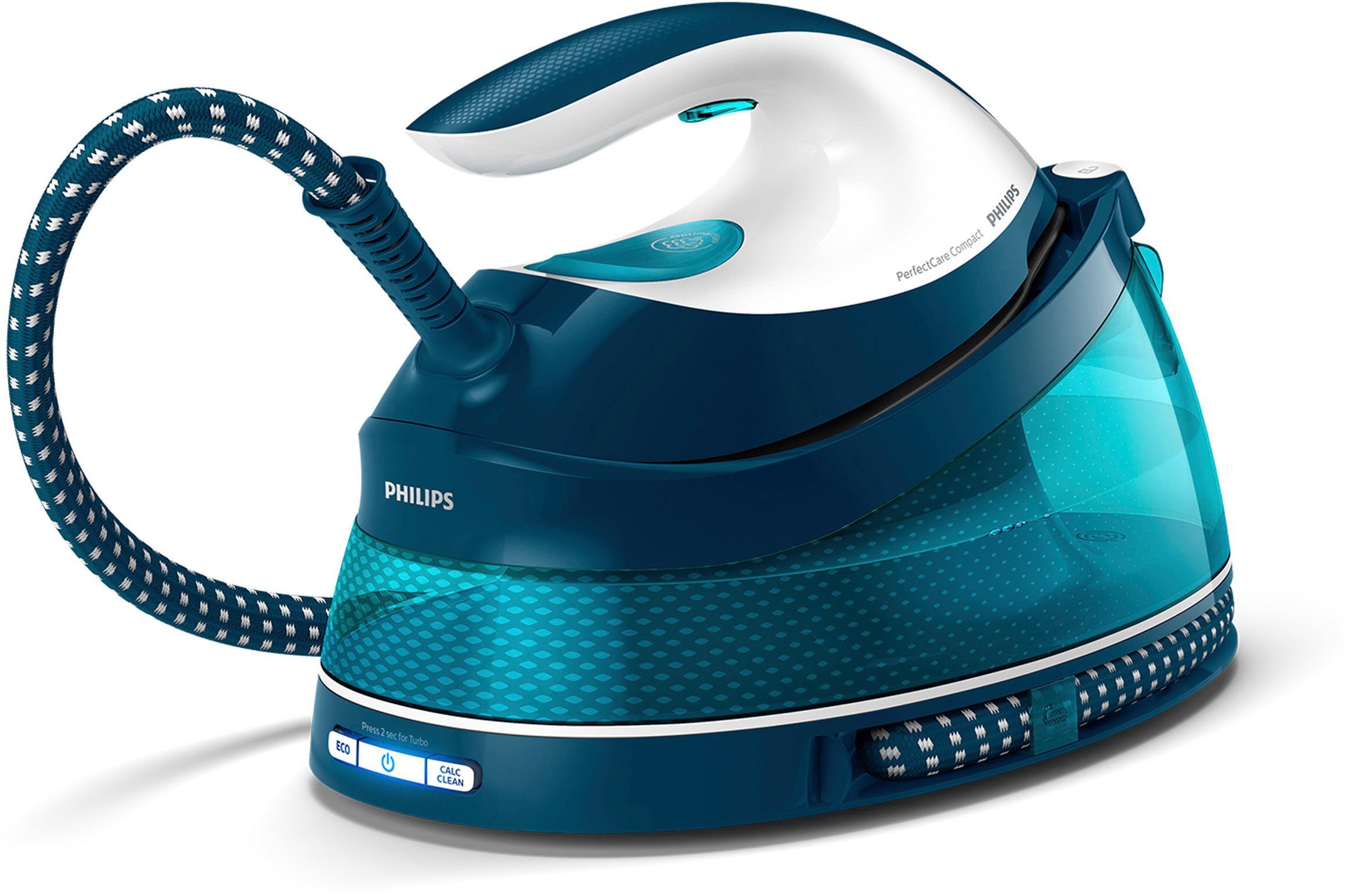 Philips Dampfbügelstation PerfectCare Compact GC7844/20, 1500 ml Wassertank, 2.400 Watt, OptimalTemp, 400 gr Dampfstoß