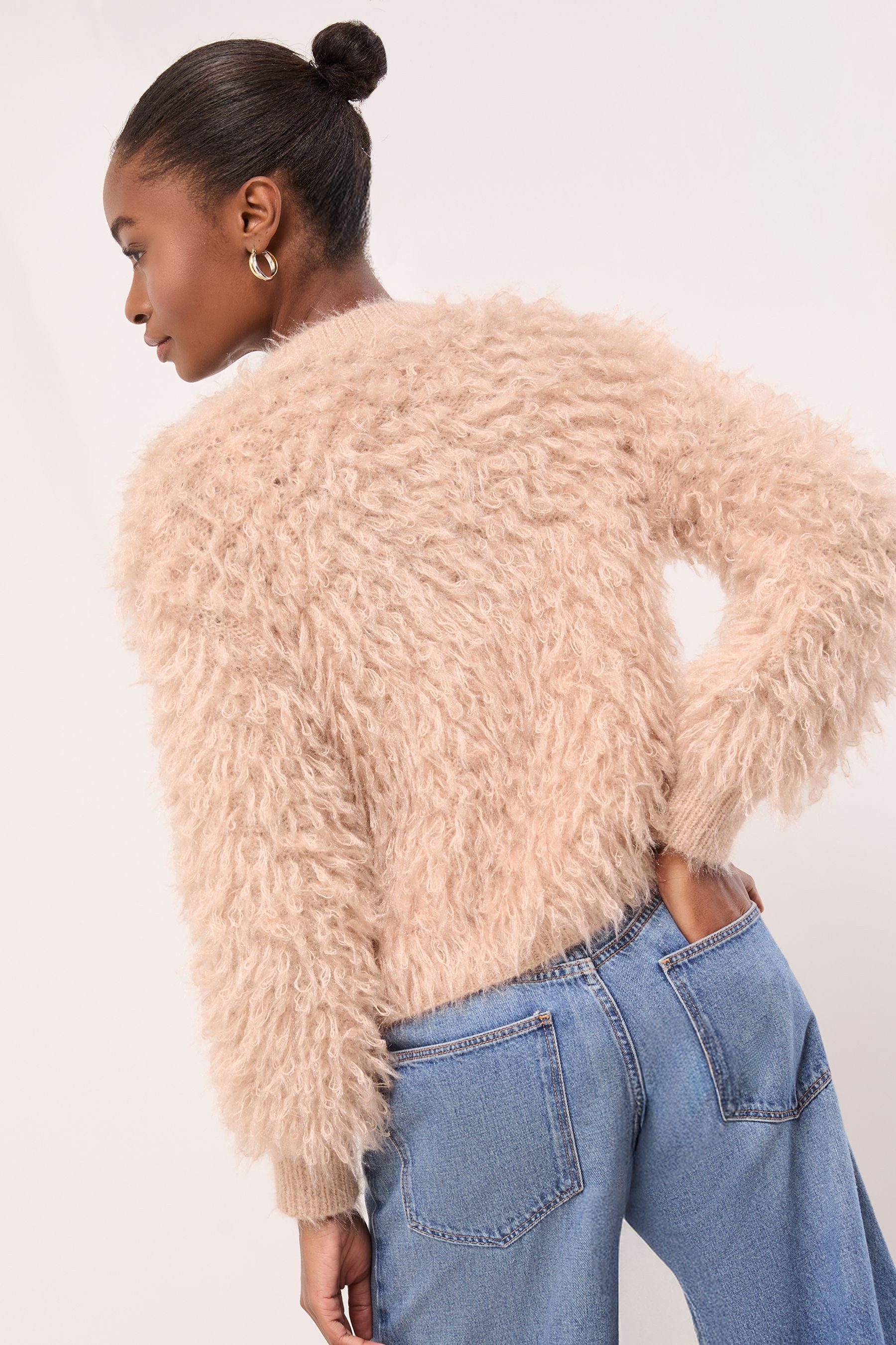 LIPSY Strickjacke Lipsy strukturierte Strickjacke mit Kunstfell (1-tlg) günstig online kaufen