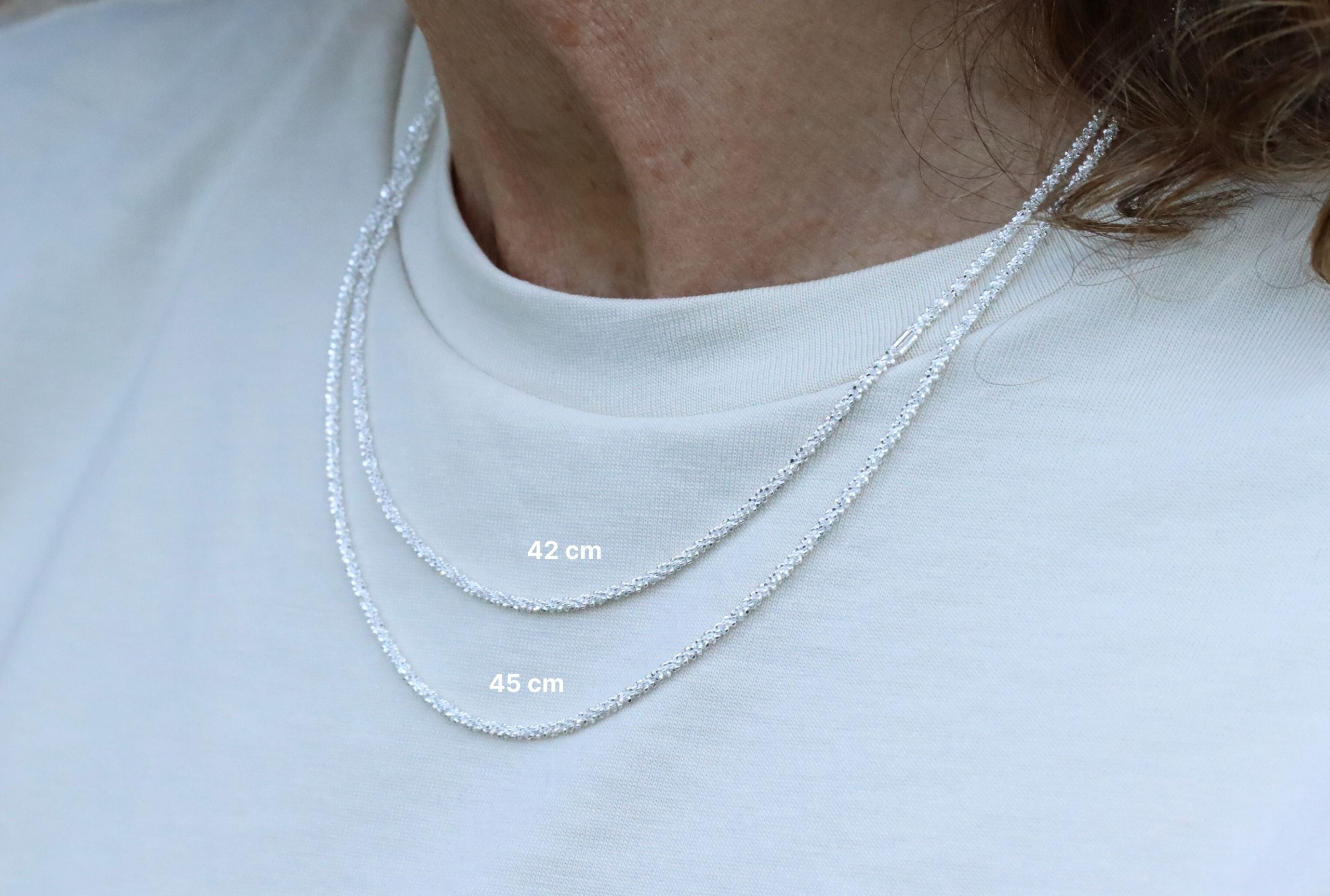 SILBERMOOS Statementkette Diamantierte Criss-Cross-Kette, 925 Sterling Silber